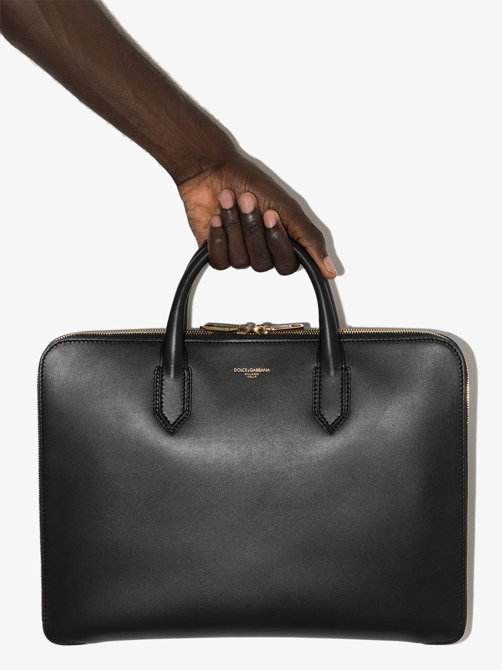 logo-embossed leather briefcase - 4