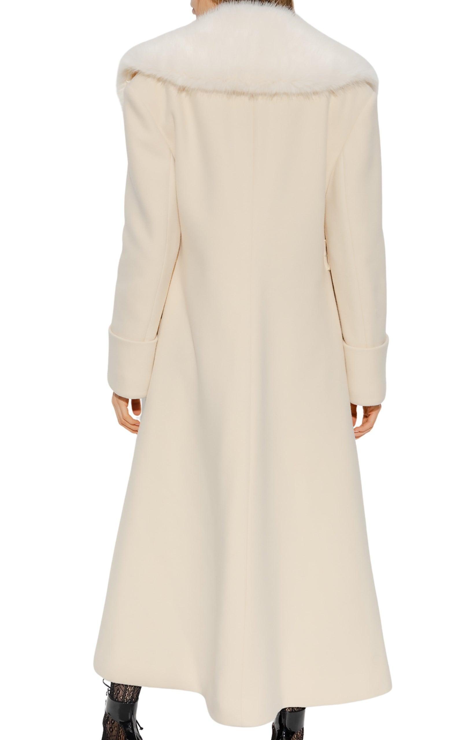 Cosmogonie Belted Faux Fur-Trimmed Wool-Blend Coat - 5