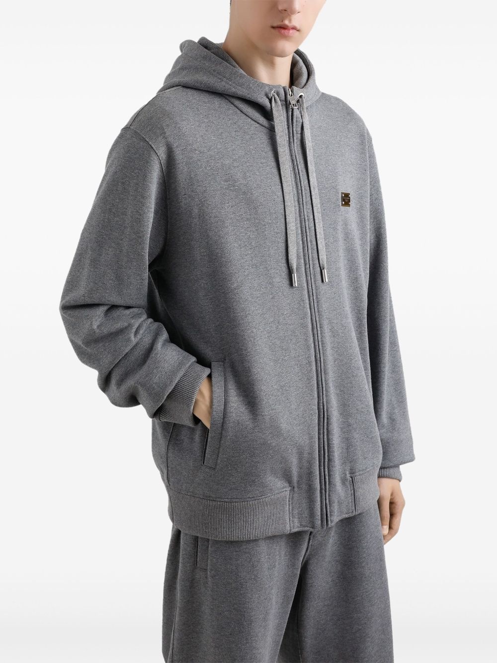 zip-up cotton hoodie - 4