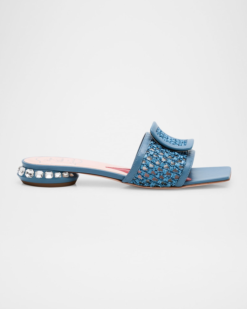Raffia 크리스탈 버클 Mule 샌들 1
