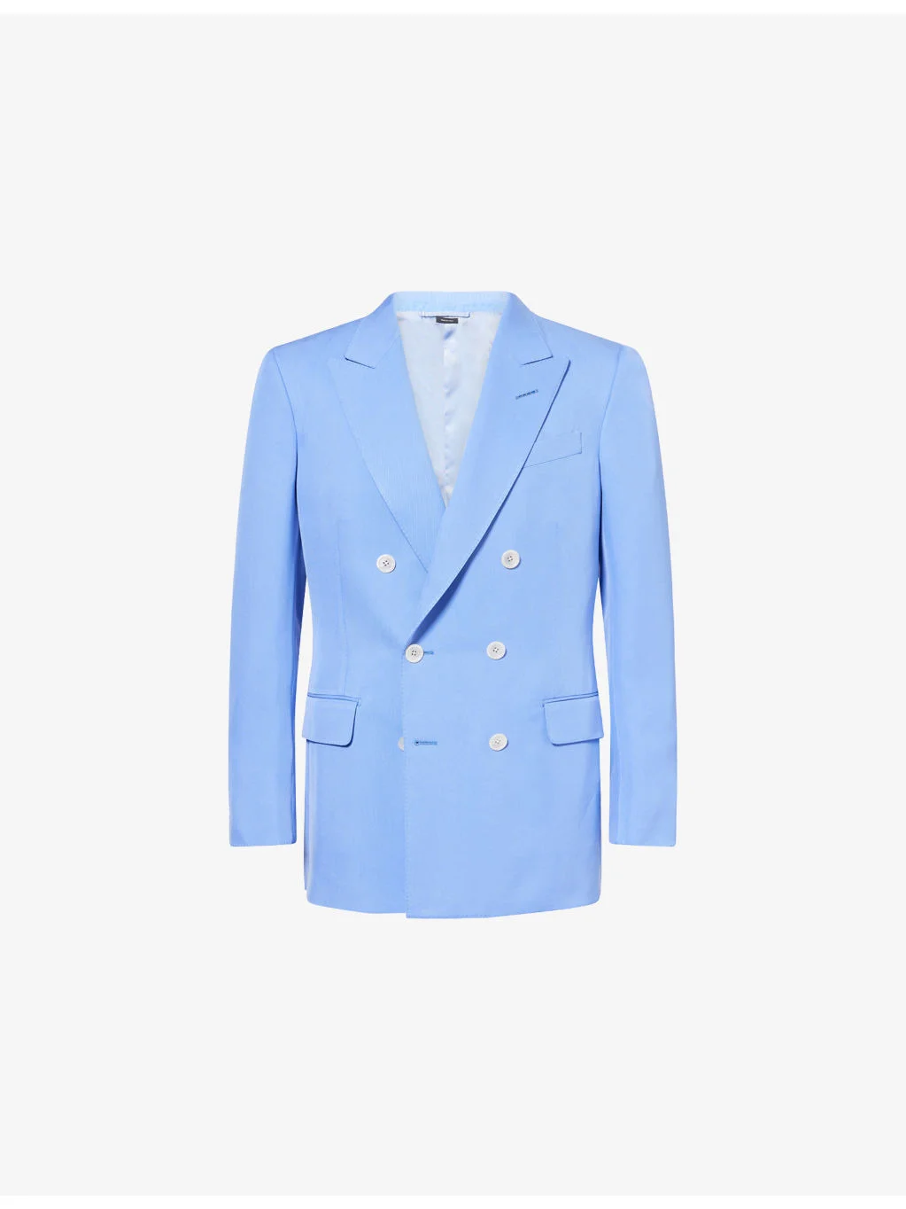 Double-Breasted Peak-Lapel Silk Blazer - 1