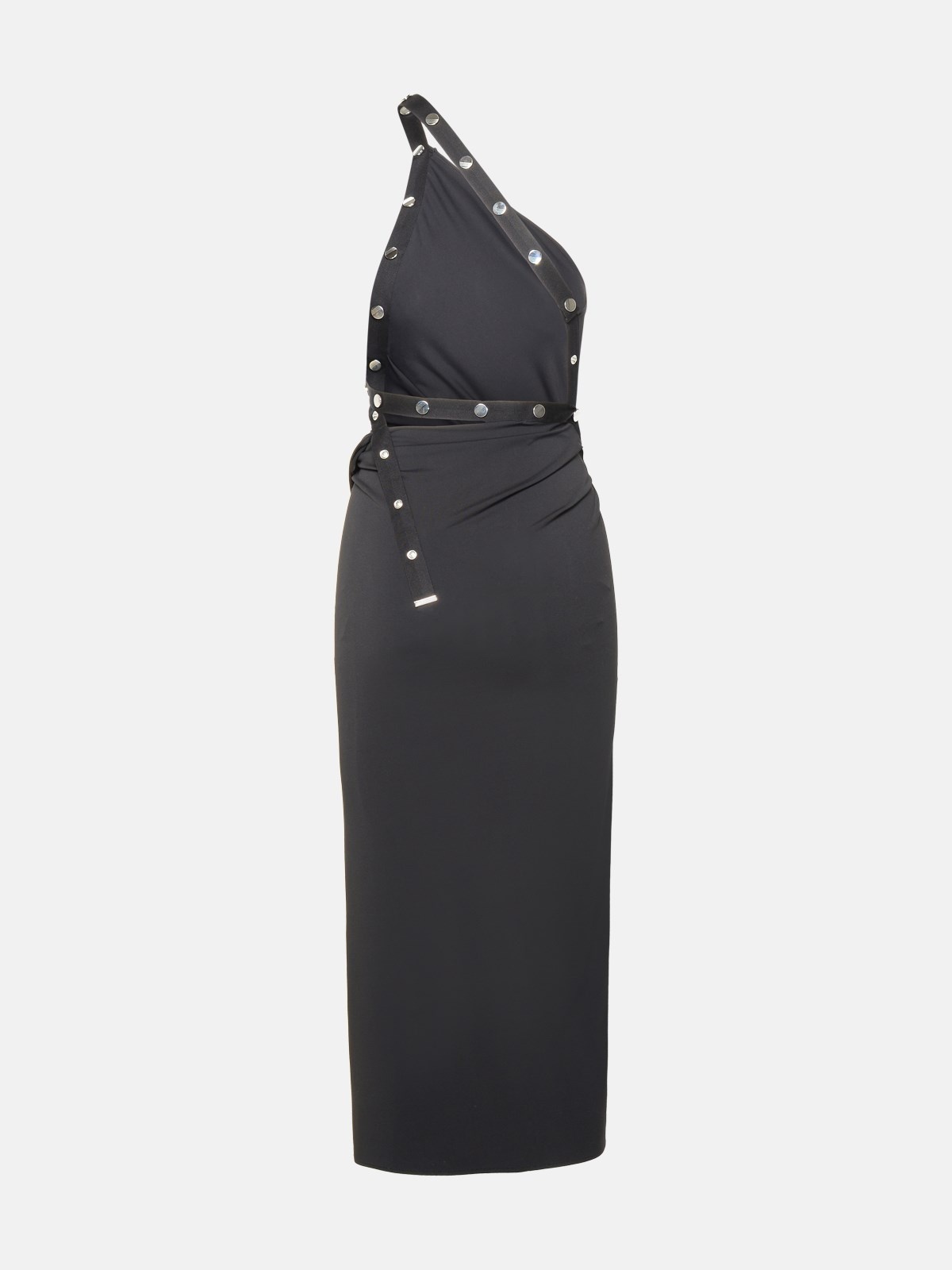 BLACK ACETATE BLEND MIDI DRESS - 3