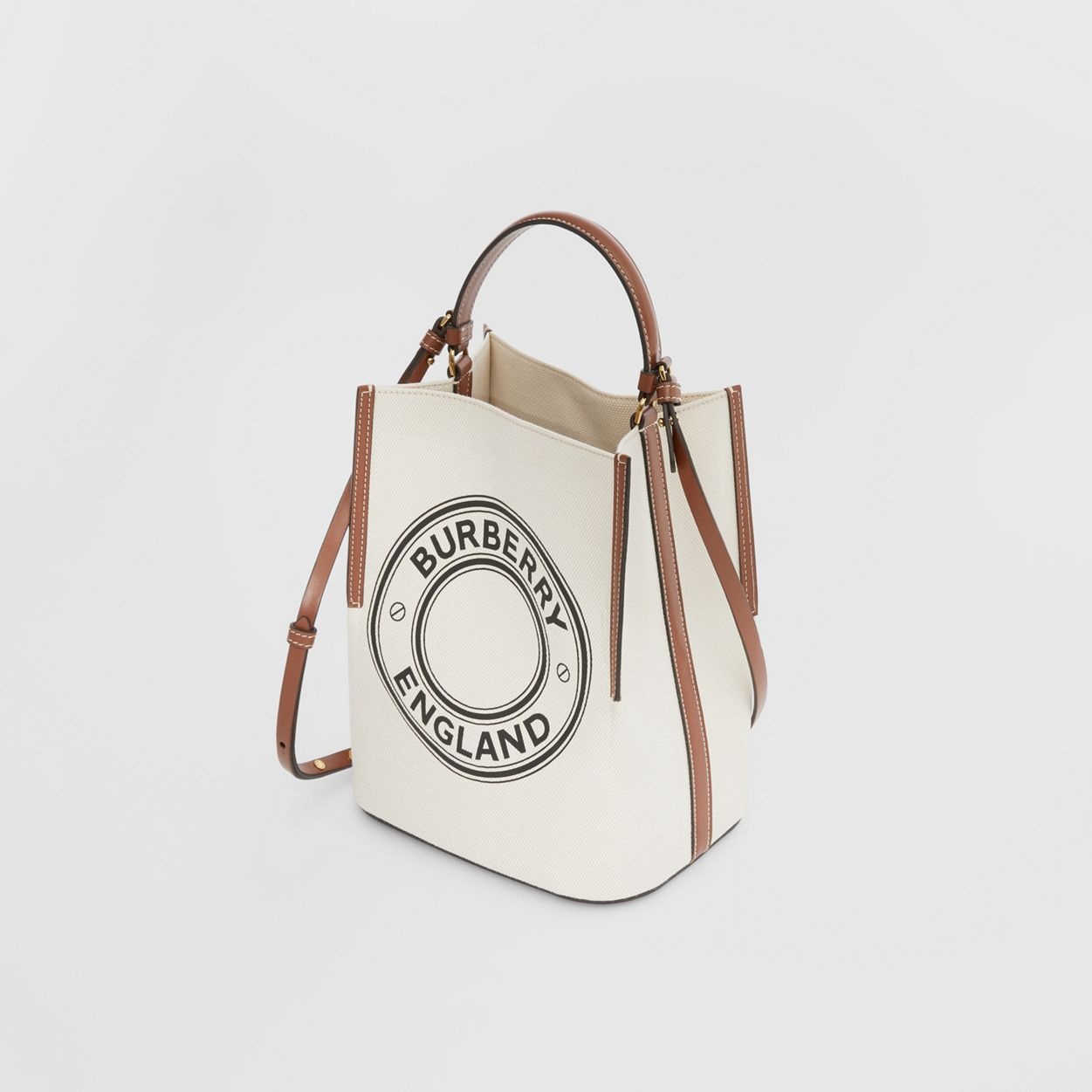 Small Logo Graphic Cotton Canvas Peggy Bucket Bag - 4