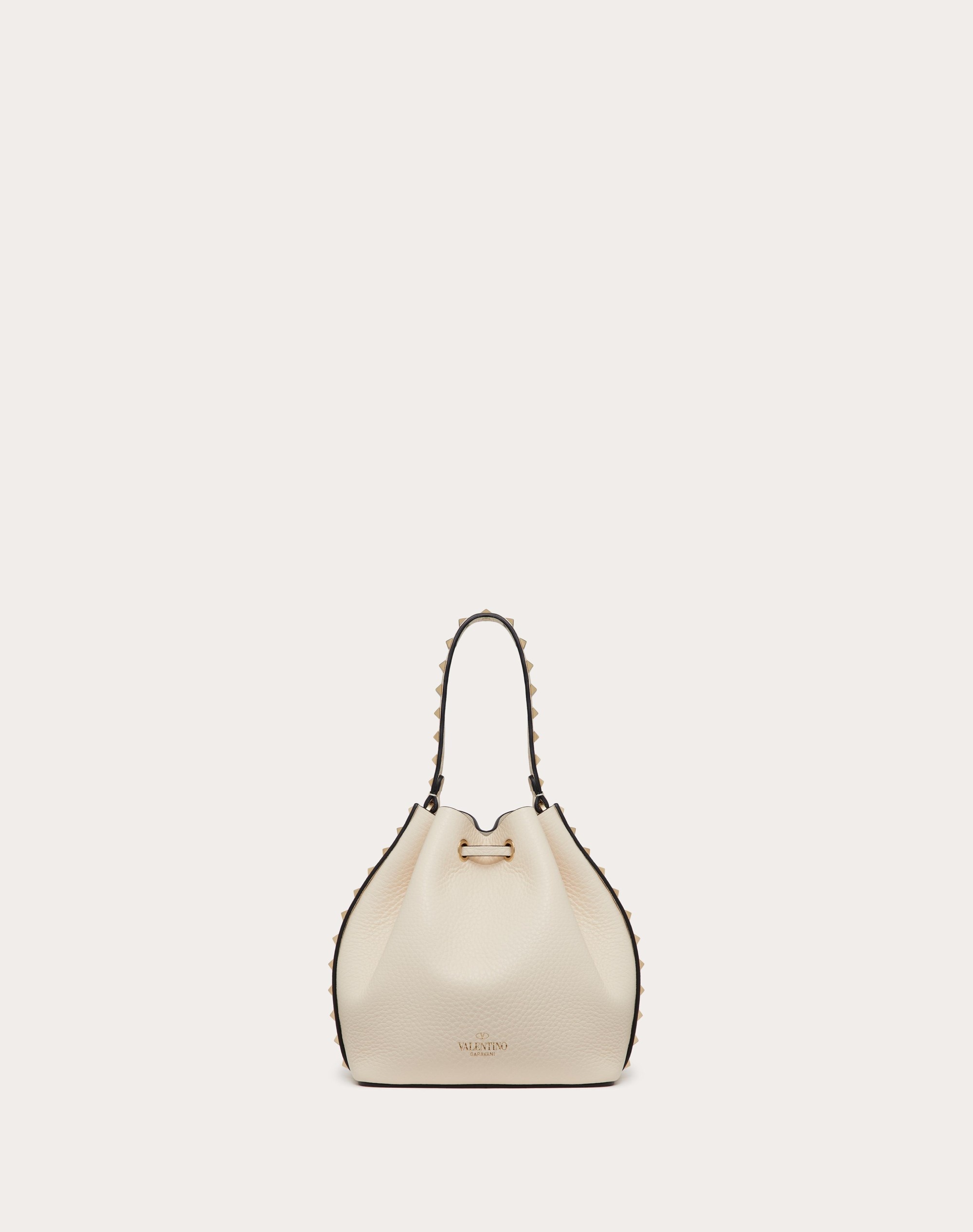 ROCKSTUD GRAINY CALFSKIN BUCKET BAG - 4