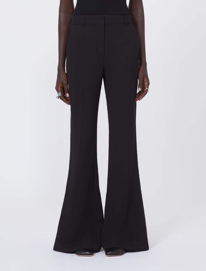 Slim-fit flared trousers in viscose - black 3