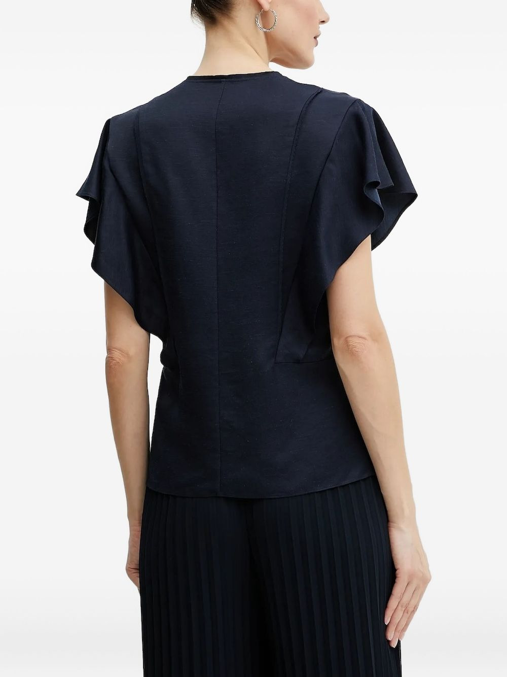 keyhole ruffle-sleeve top - 2