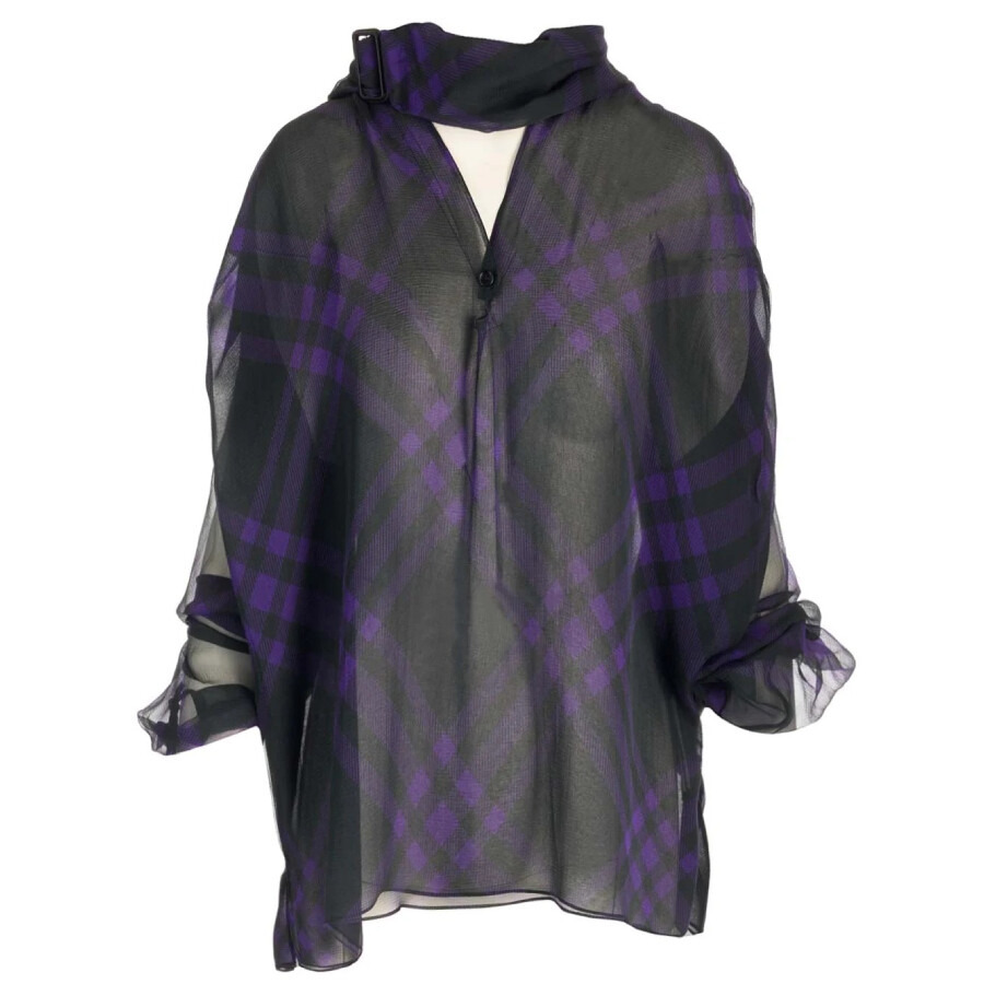Burberry Check Pattern Silk Blouse - 5