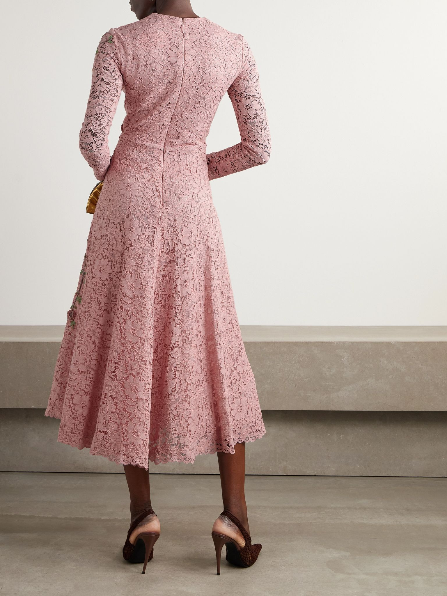 Marlena embellished corded-lace midi dress Pink - 3