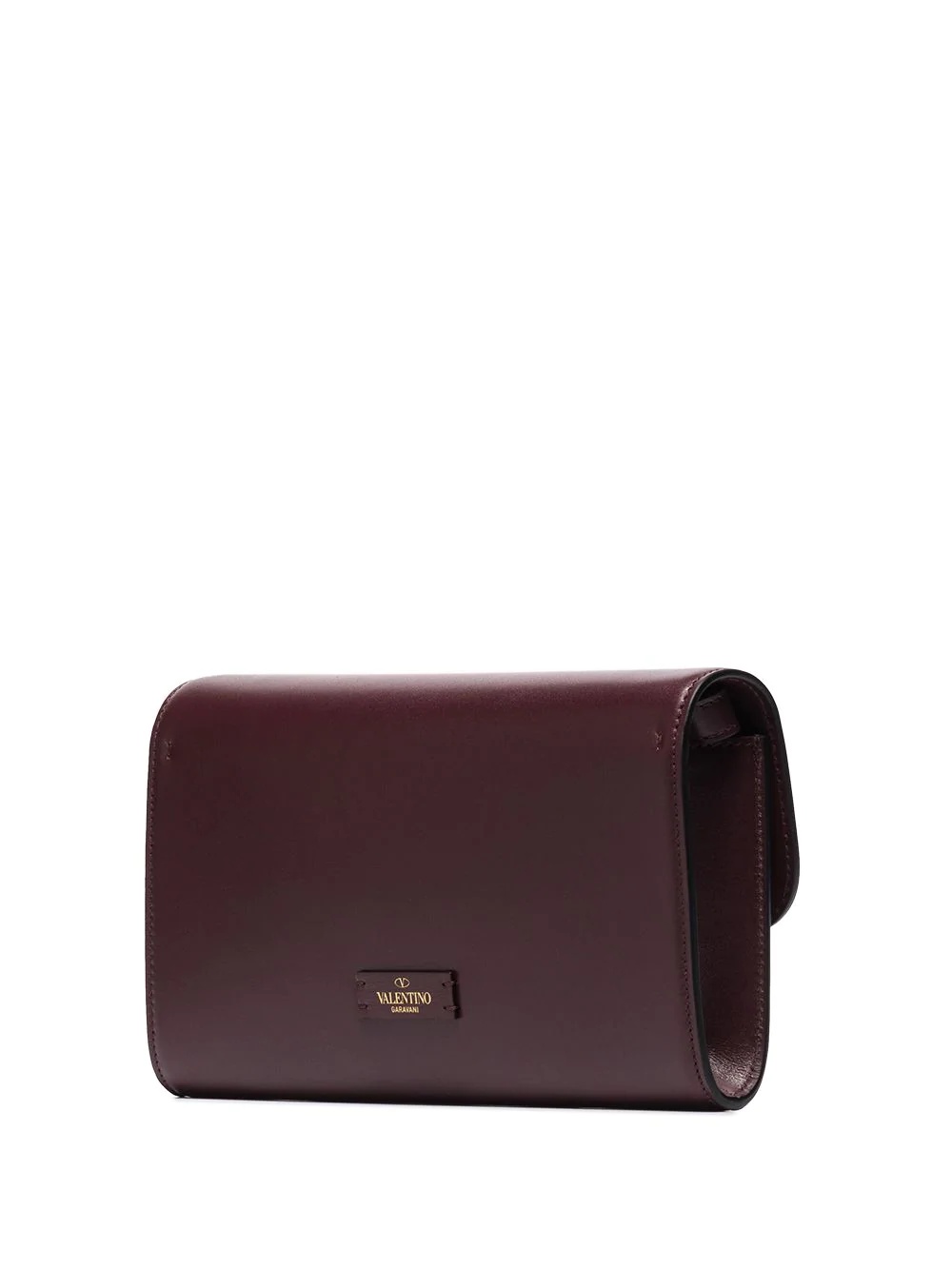 V logo leather clutch bag - 3