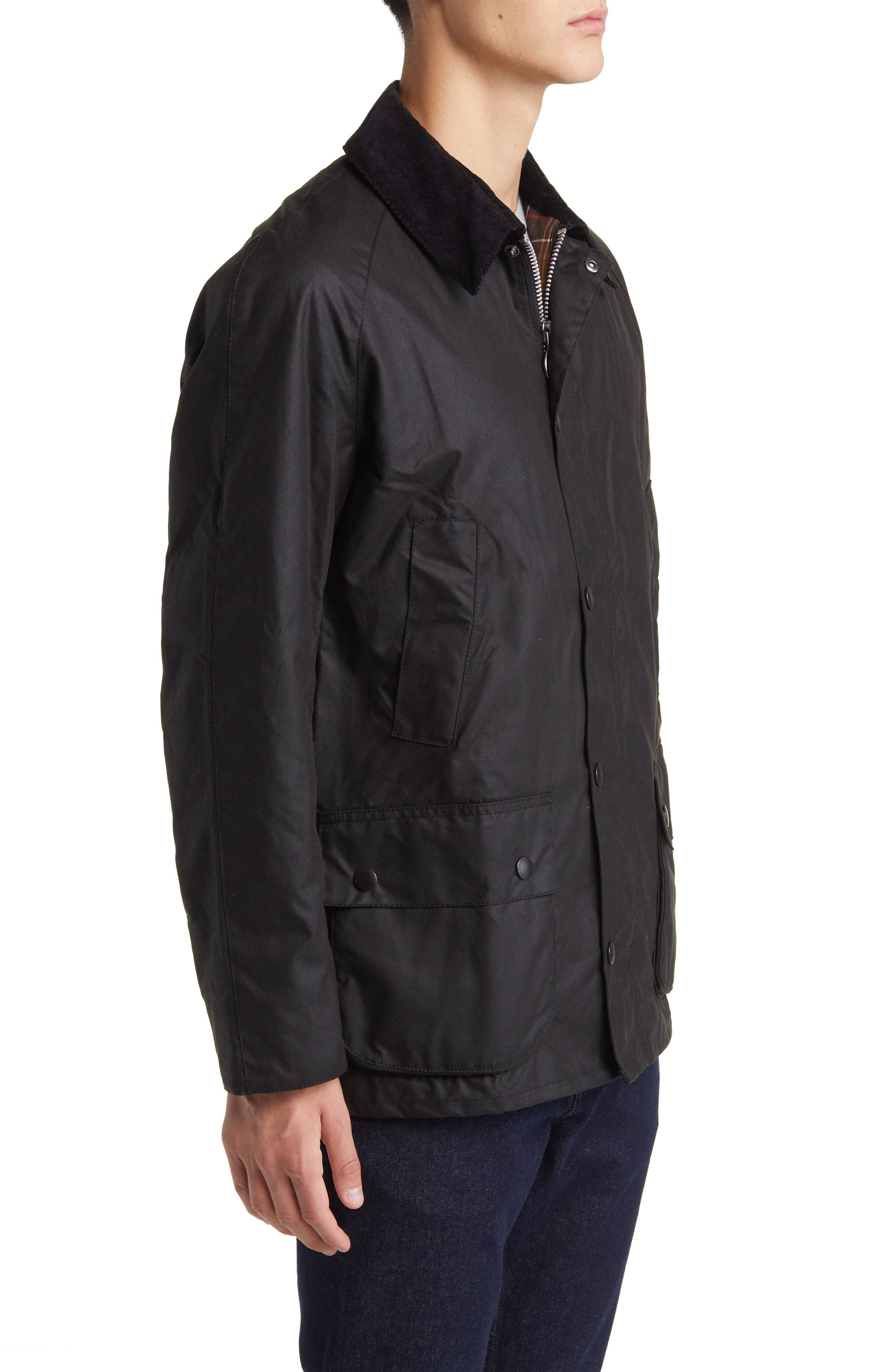 Barbour Ashby Waxed Cotton Jacket in Black/classic at Nordstrom - 3