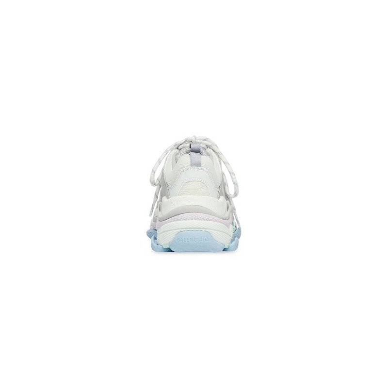 BALENCIAGA Women's Triple S Sneaker in White/blue outlook
