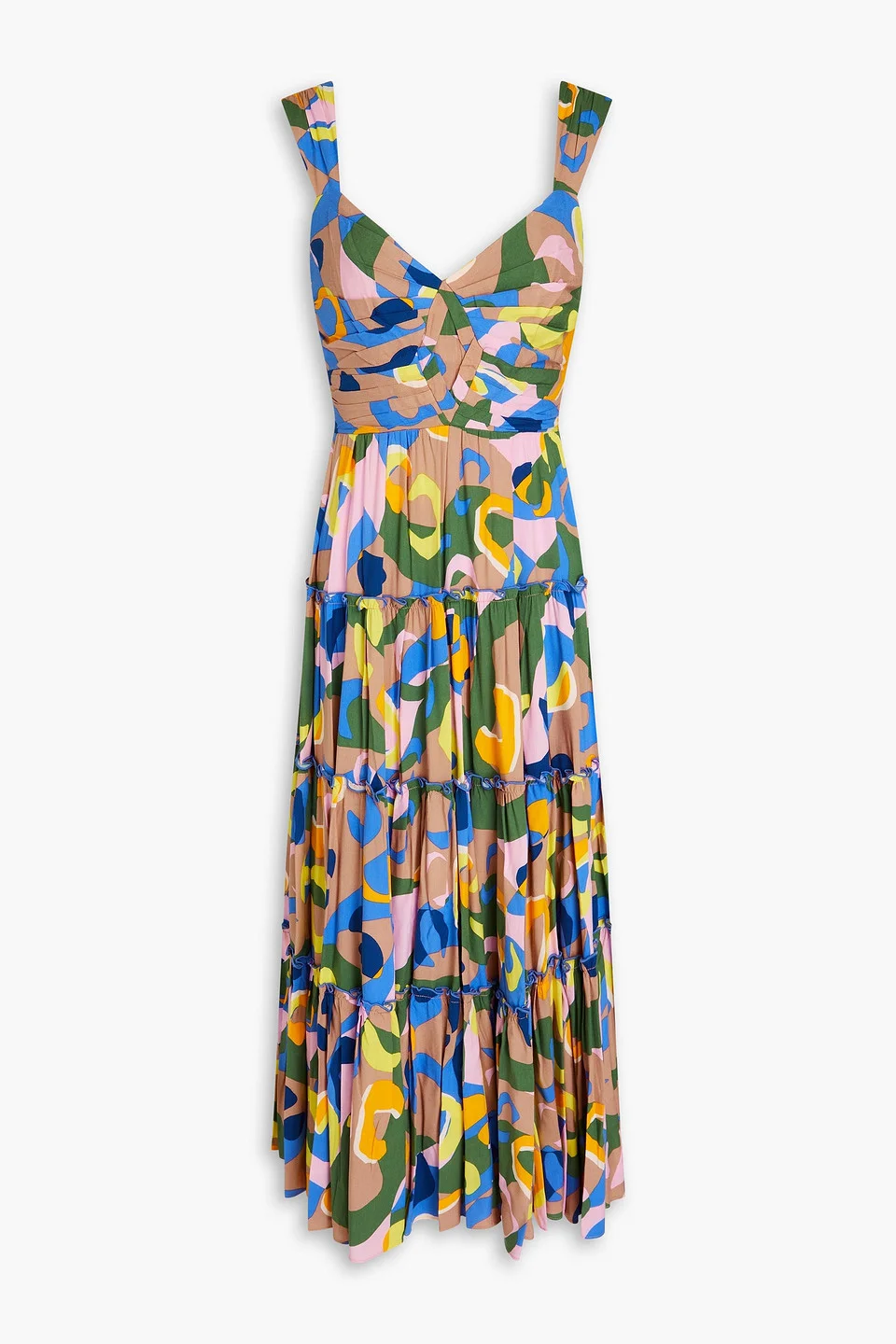 Achilles pleated printed mousseline midi dress - 1