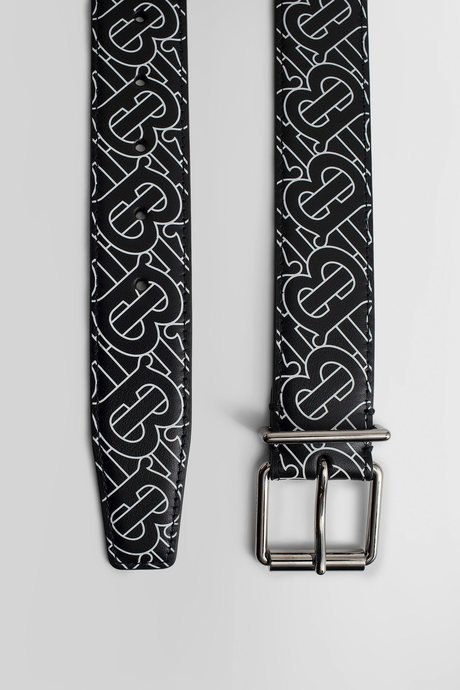 Burberry men's black and white monogram print belt - 3