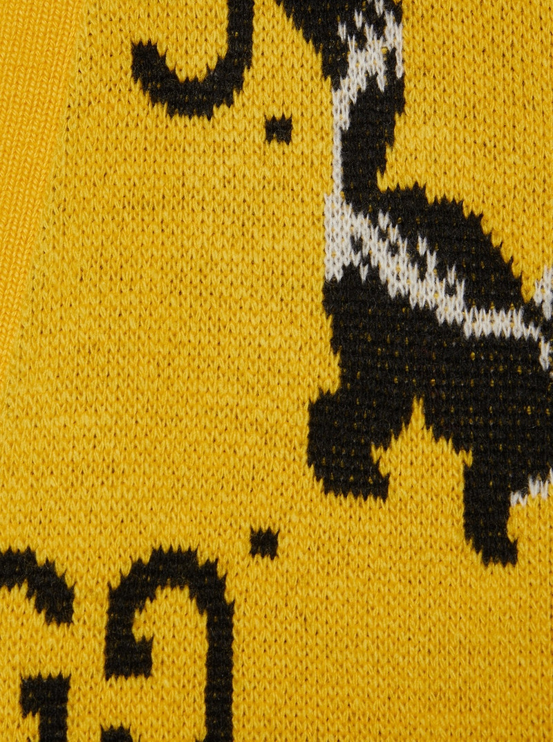 GUCCI GG and Skunk Jacquard Wool Knit Cardigan Yellow outlook