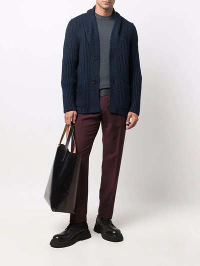 Etro ribbed-knit shawl-lapel cardigan outlook