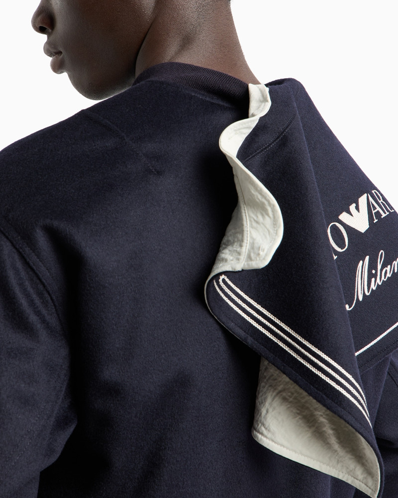 VIRGIN-WOOL CLOTH BLOUSON WITH LOGO SAILOR COLLAR 7