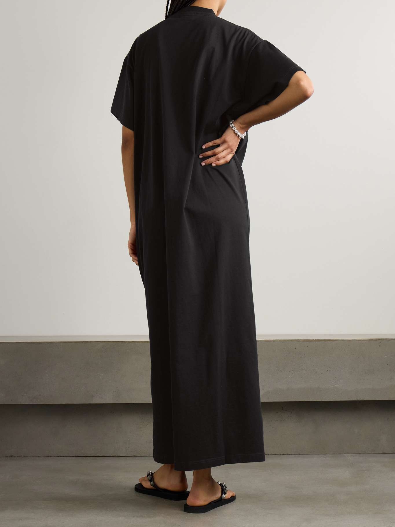 Oversized logo-embroidered cotton-jersey maxi dress - 3