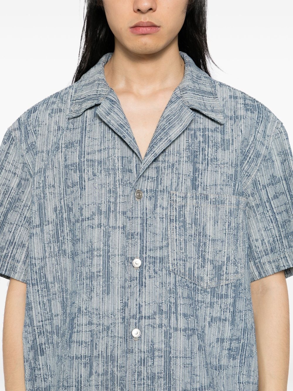 denim jacquard camp shirt - 5