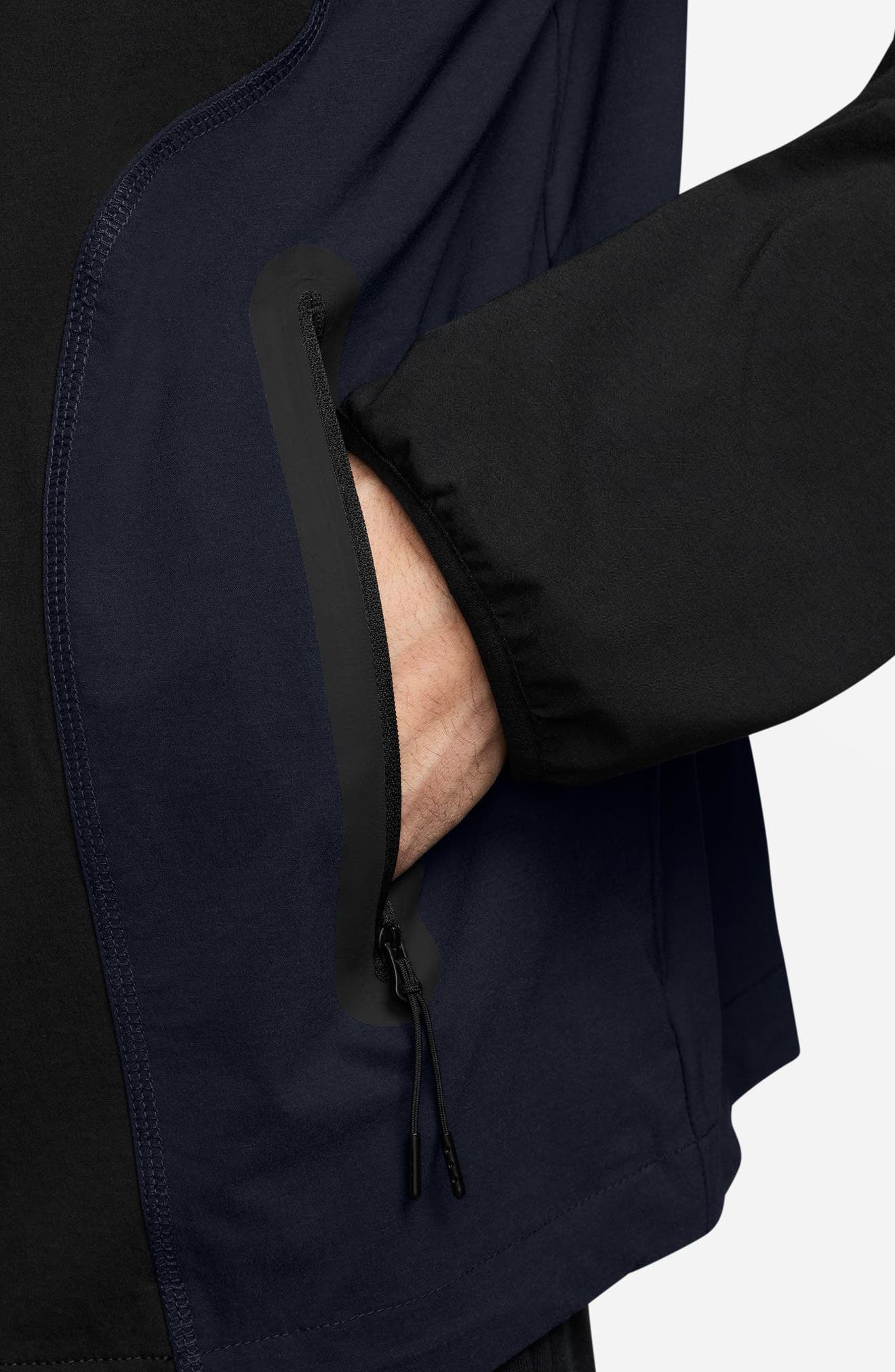 Nike Tech Dri-FIT Woven Oversize Hooded Stretch Nylon Zip Jacket in Black/Obsidian at Nordstrom - 3