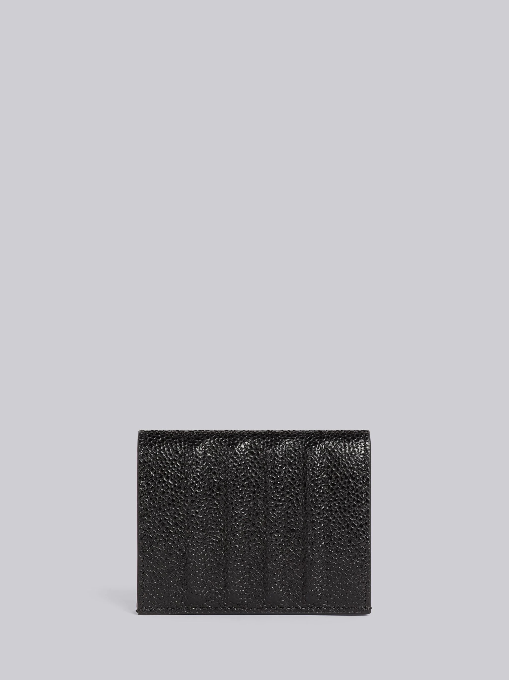 Black Pebble Grain Leather Debossed 4-Bar Double Card Holder - 1