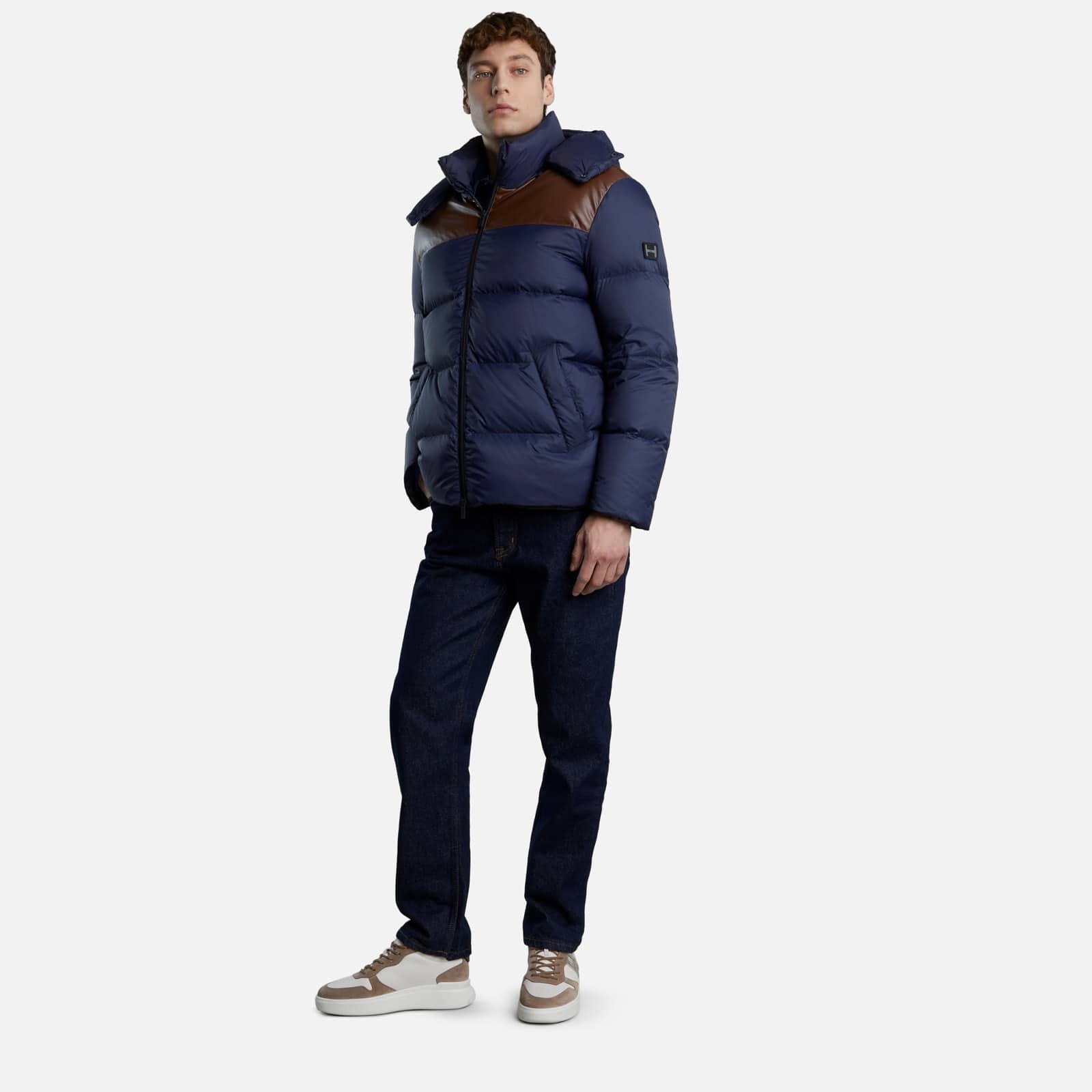 Hooded Down Jacket Blue - 3