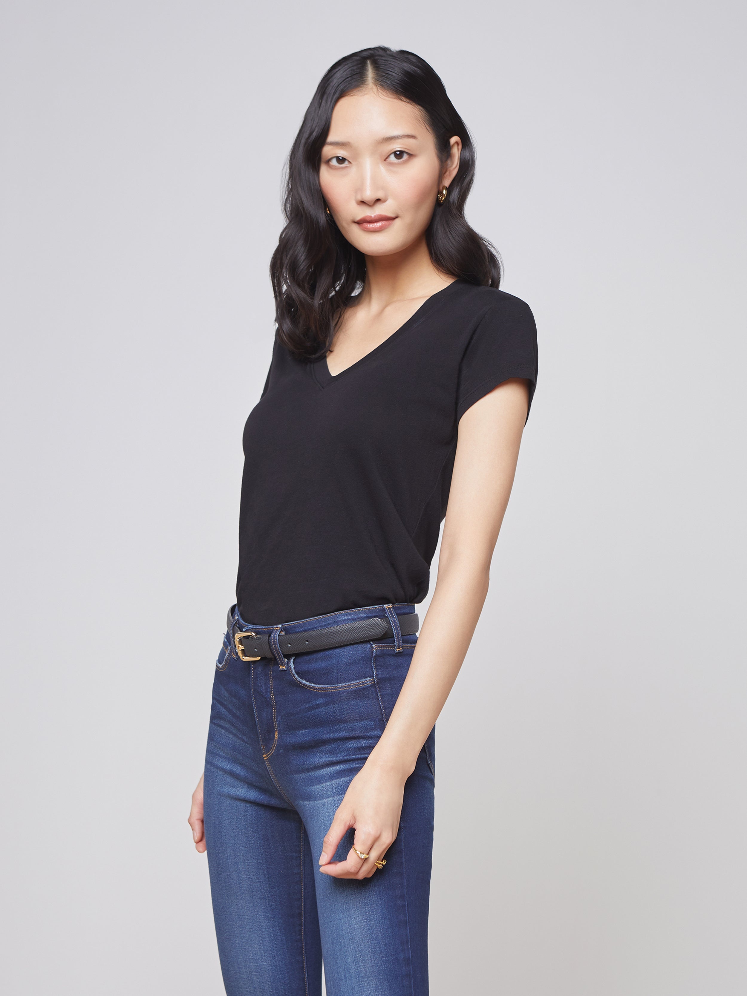 Becca Cotton V-Neck Tee - 2