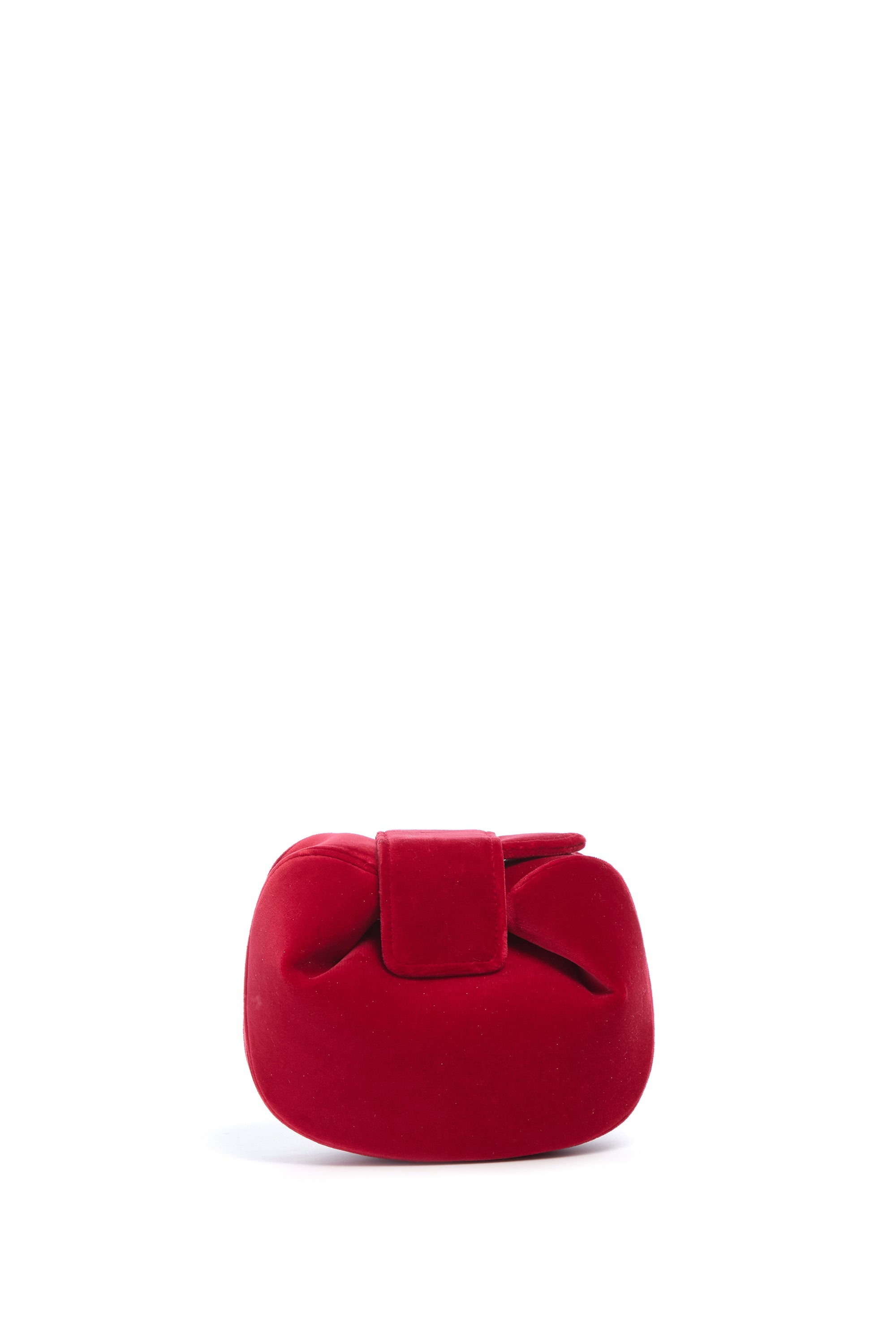 Soft Demi Clutch in Scarlet Red Cotton Velvet - 2