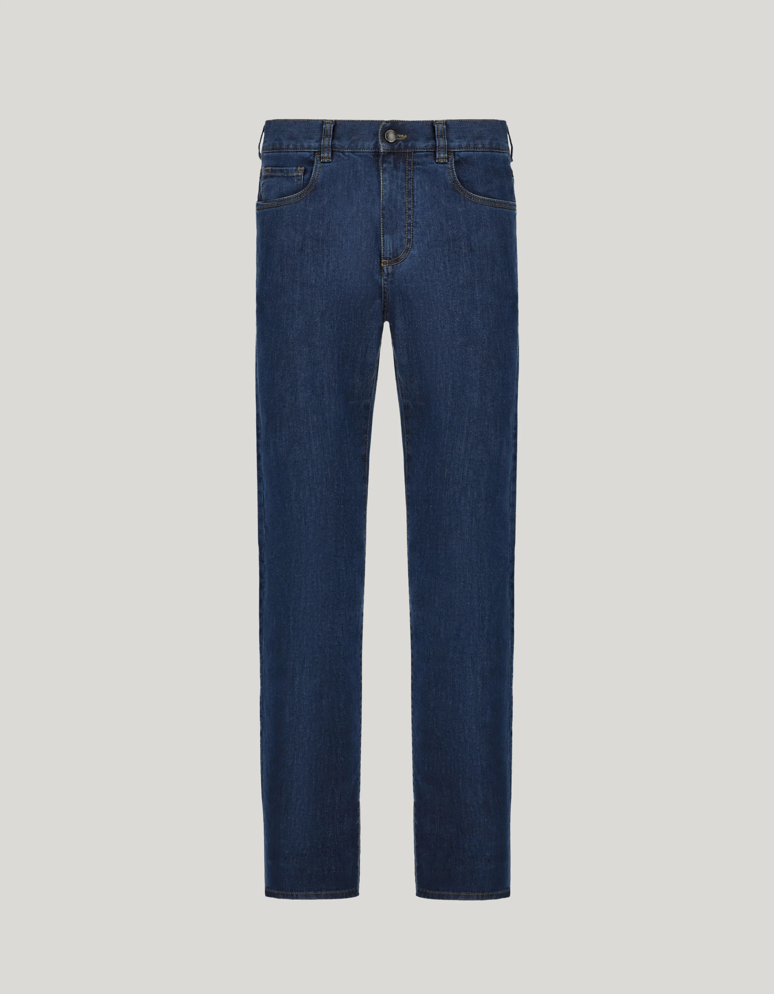 FIVE-POCKET REGULAR-FIT STRETCH DENIM PANTS IN BLUE - 1