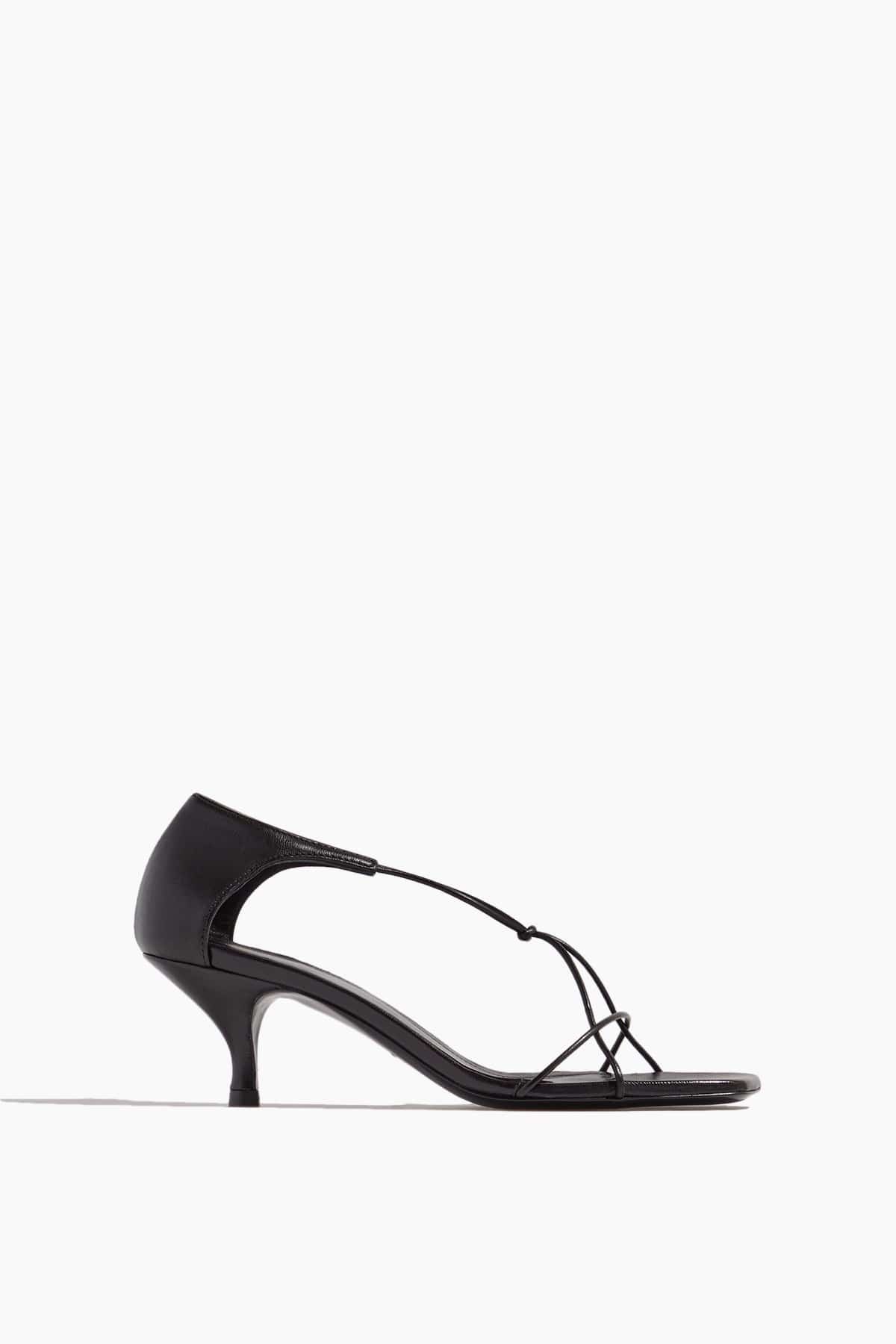 The Leather Knot Sandal in Black - 1