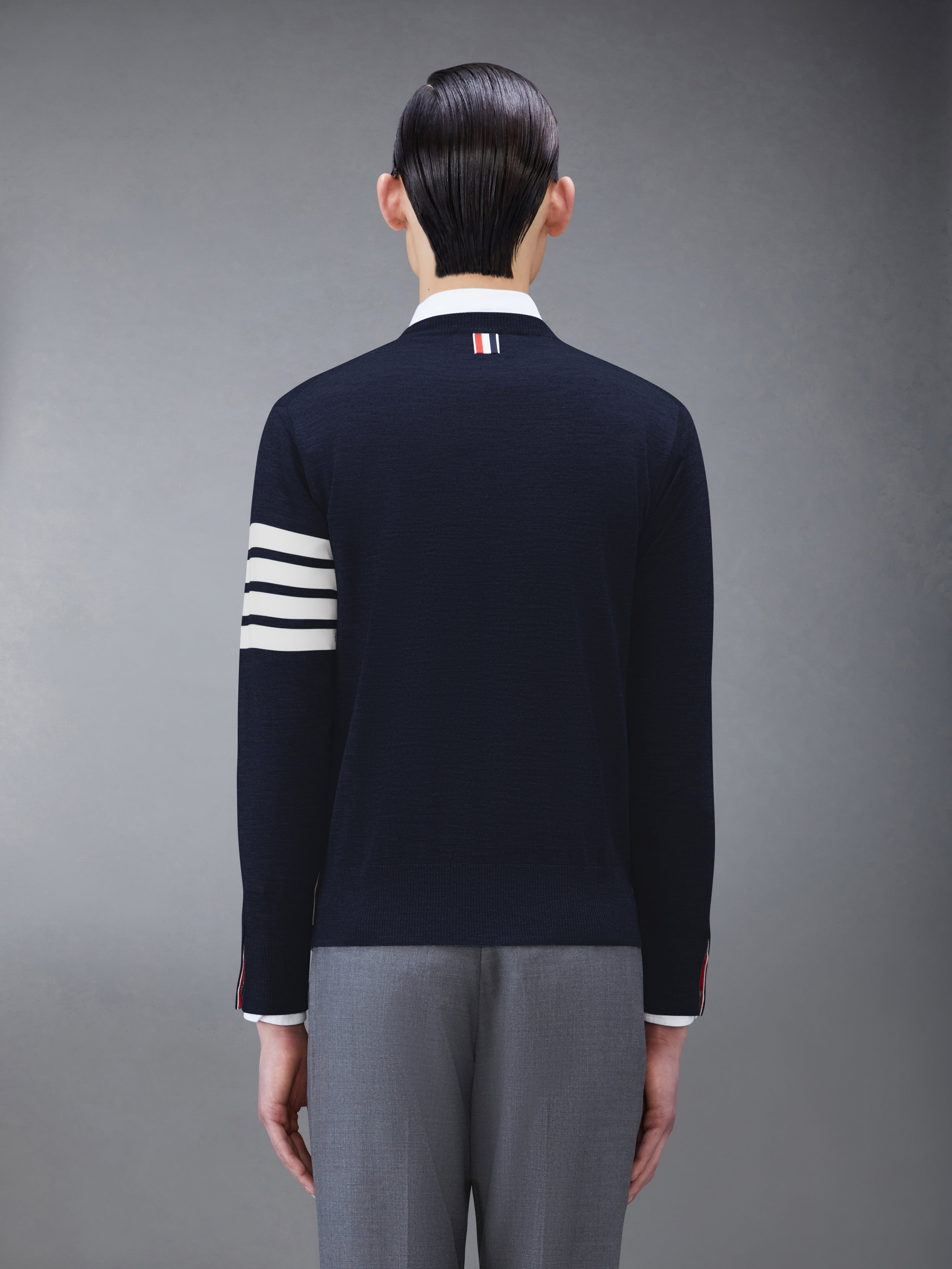 CLASSIC CREWNECK PULLOVER W/ 4 BAR SLEEVE IN FINE MERINO WOOL - 2