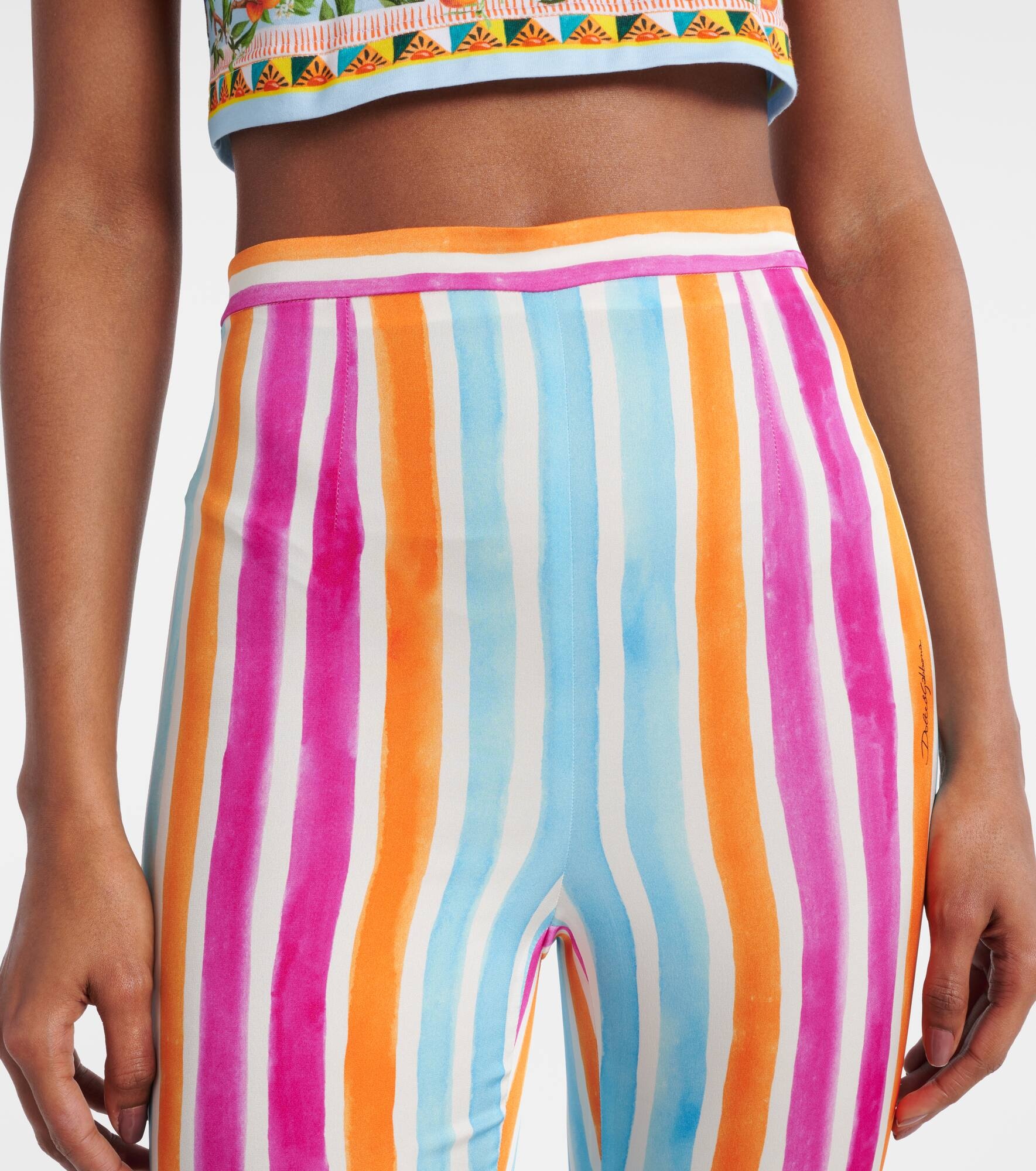 Striped silk-blend leggings - 4
