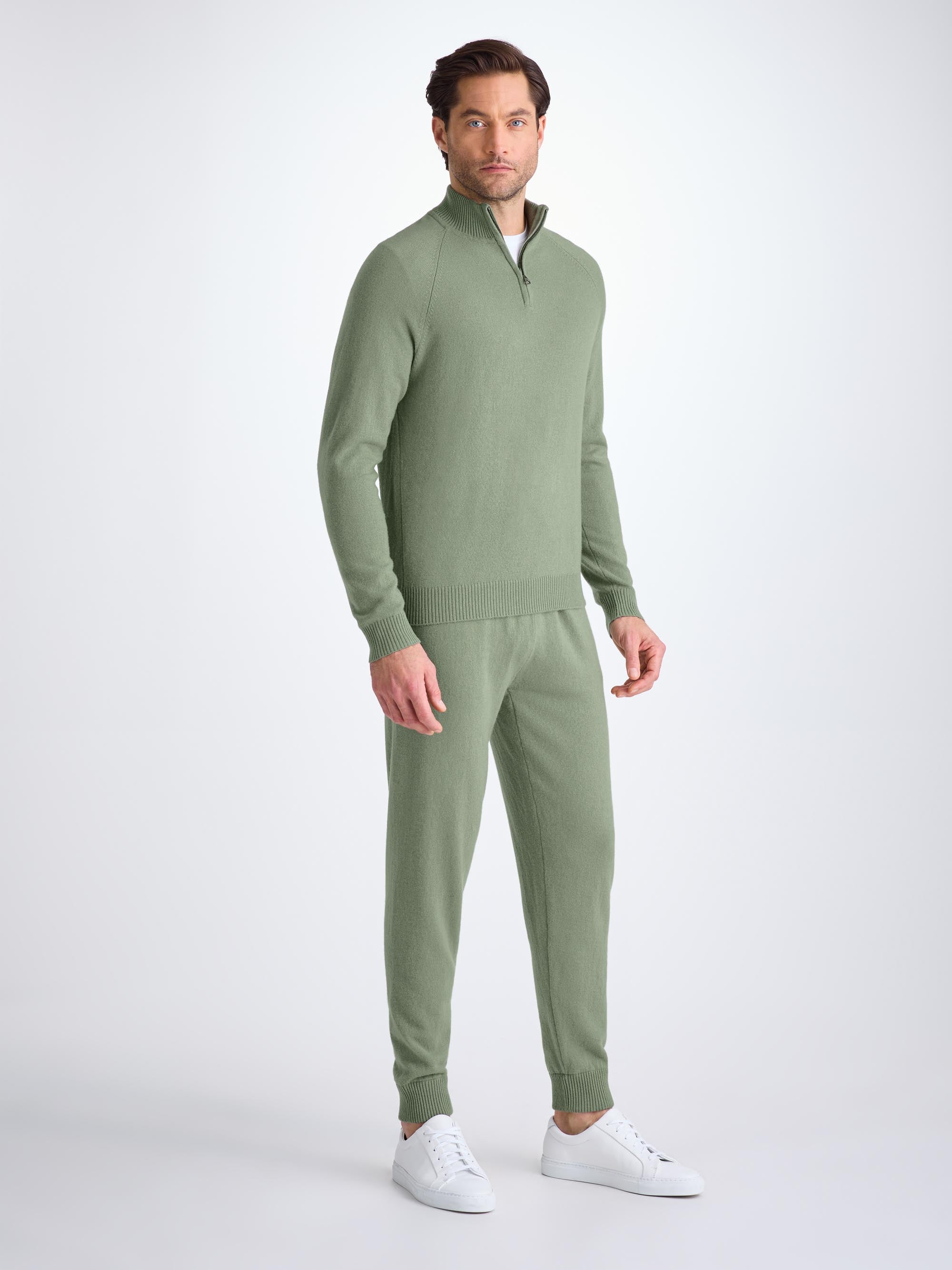 Men's Half-Zip Sweater Finley Cashmere Sage Green - 3