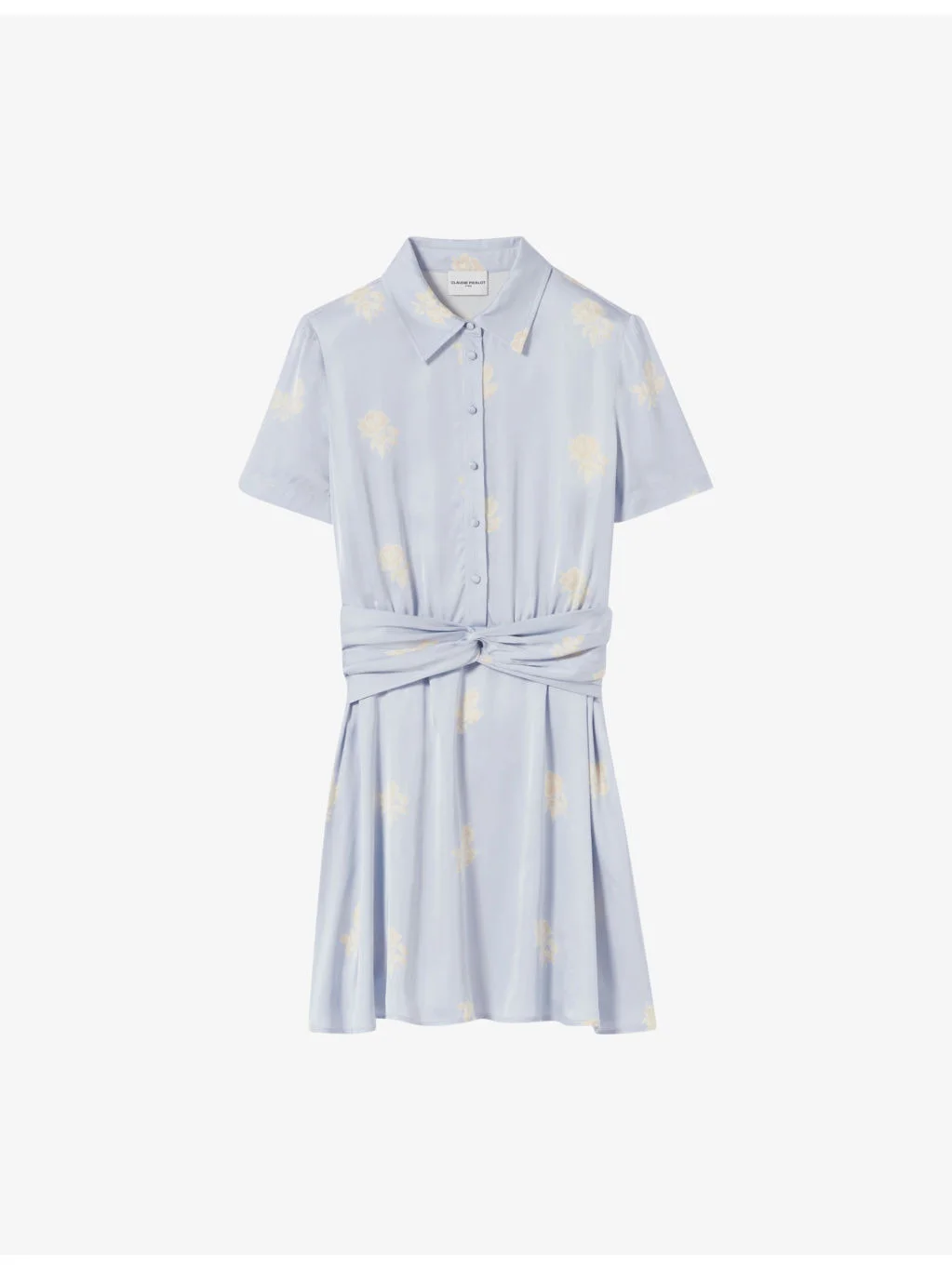 Collared Floral-Print Satin Mini Dress - 1