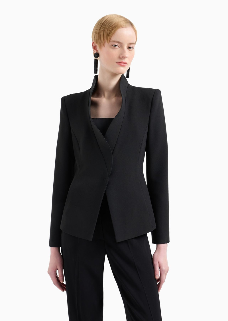 Crêpe cady jacket with ruffle-effect contoured edges 2