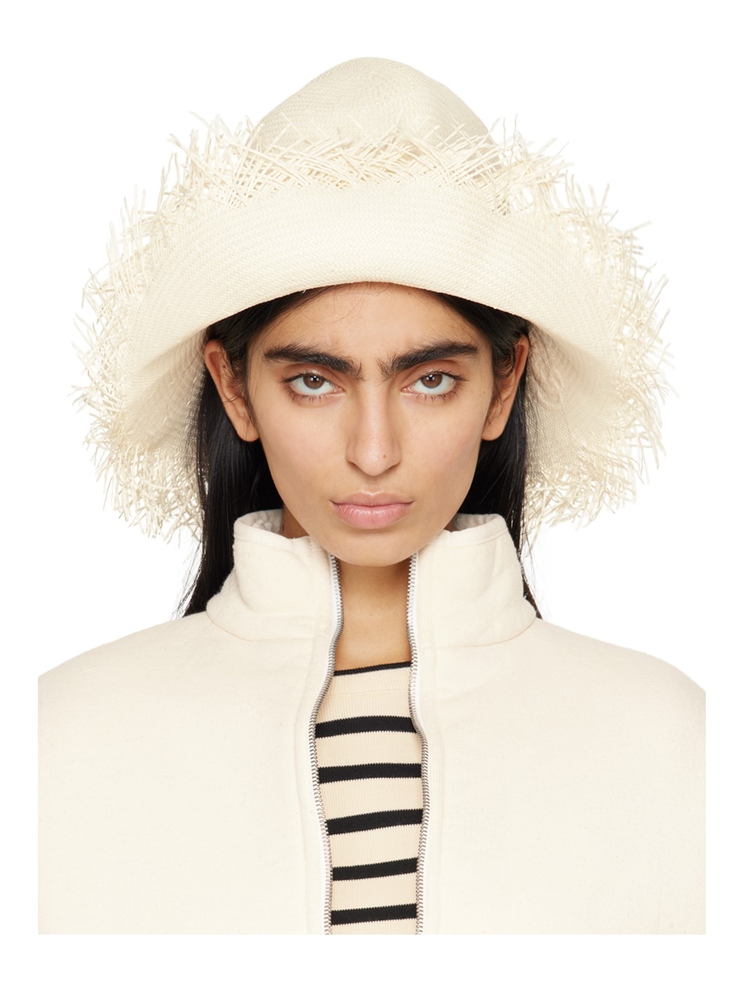 Off-White Fringed Hat - 1