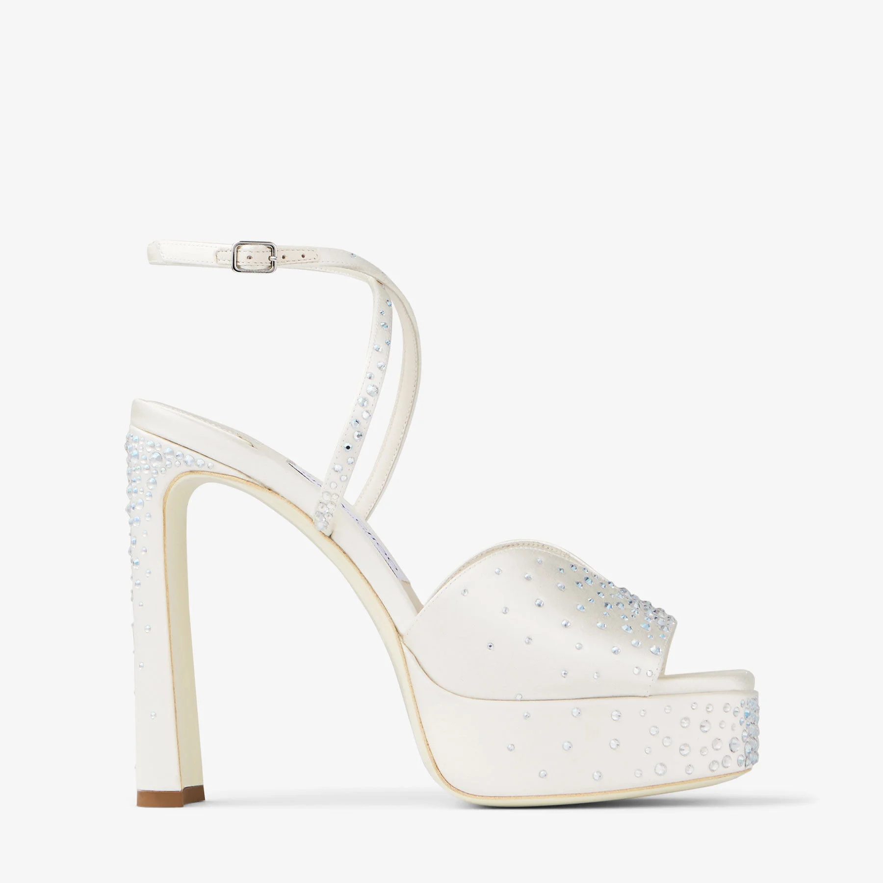 Karli Platform 125
Ivory Satin Crystal Platform Sandals - 1