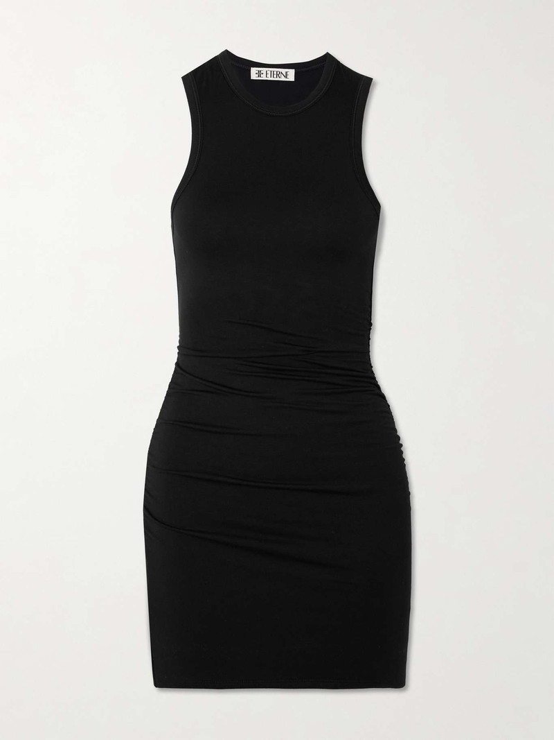 Carrie ruched stretch-modal jersey mini dress Black - 1