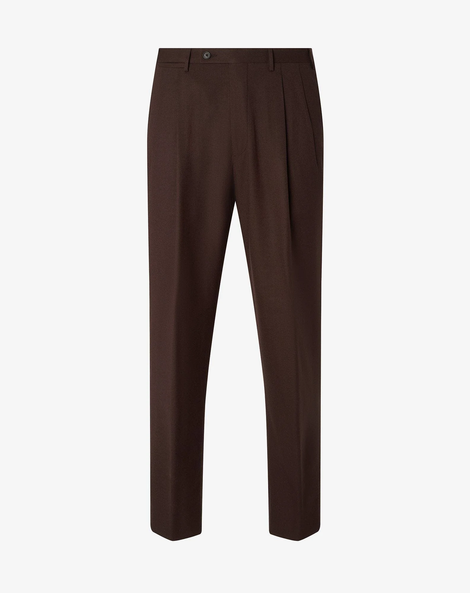 Brown two-dart pure wool trousers - 1