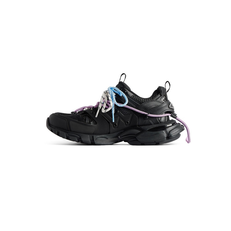 BALENCIAGA Women's Track Trail Laces Sneaker in Black/pink/blue/beige outlook