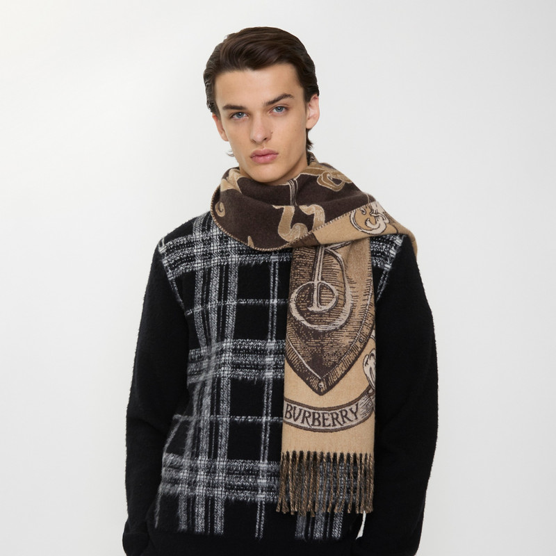 Burberry Etched Knight Cashmere Scarf outlook
