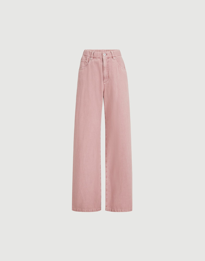 Garment-dyed contemporary trousers in cotton and linen cover with monili 1