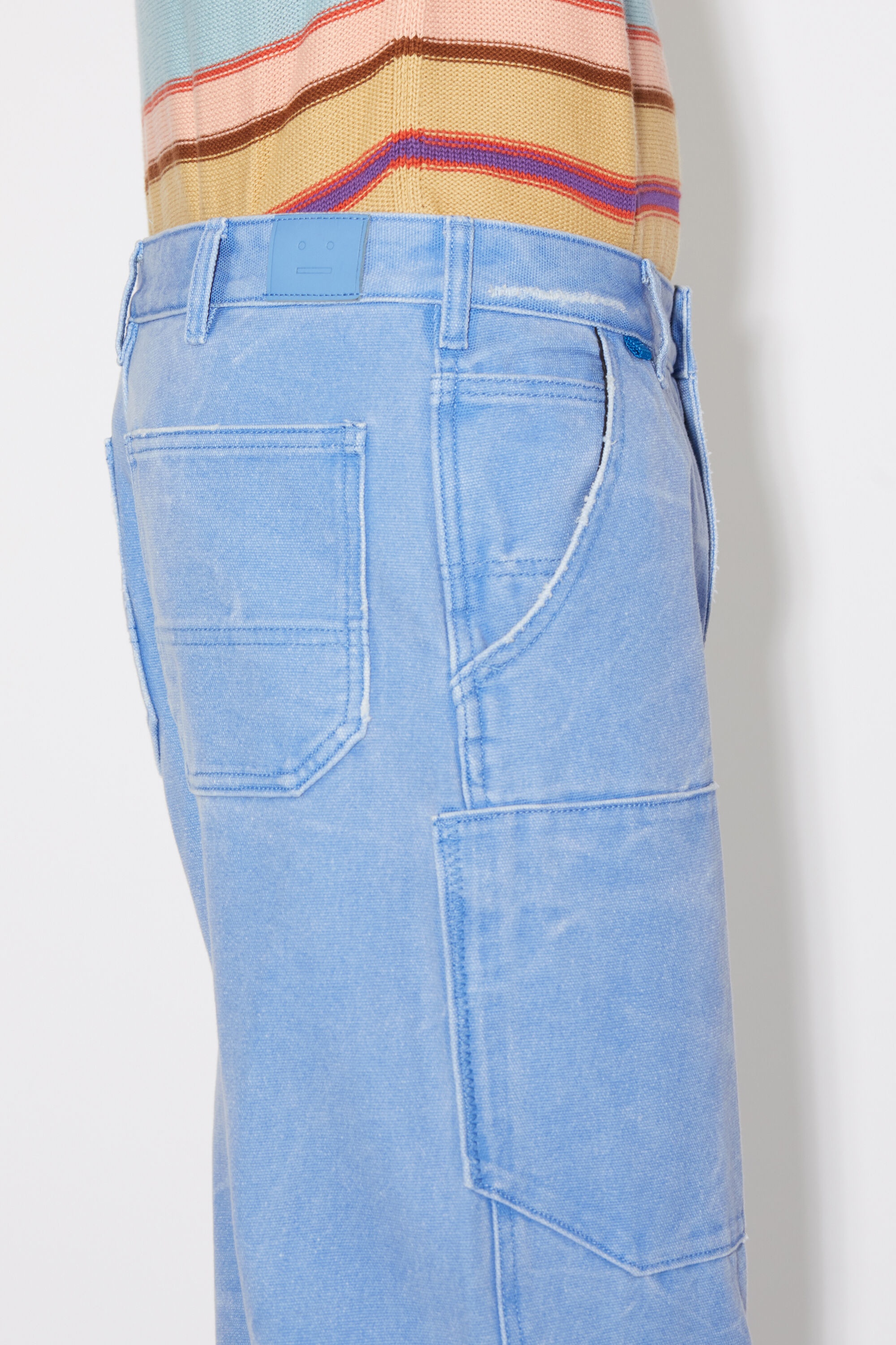 Patch canvas trousers - Powder blue - 5