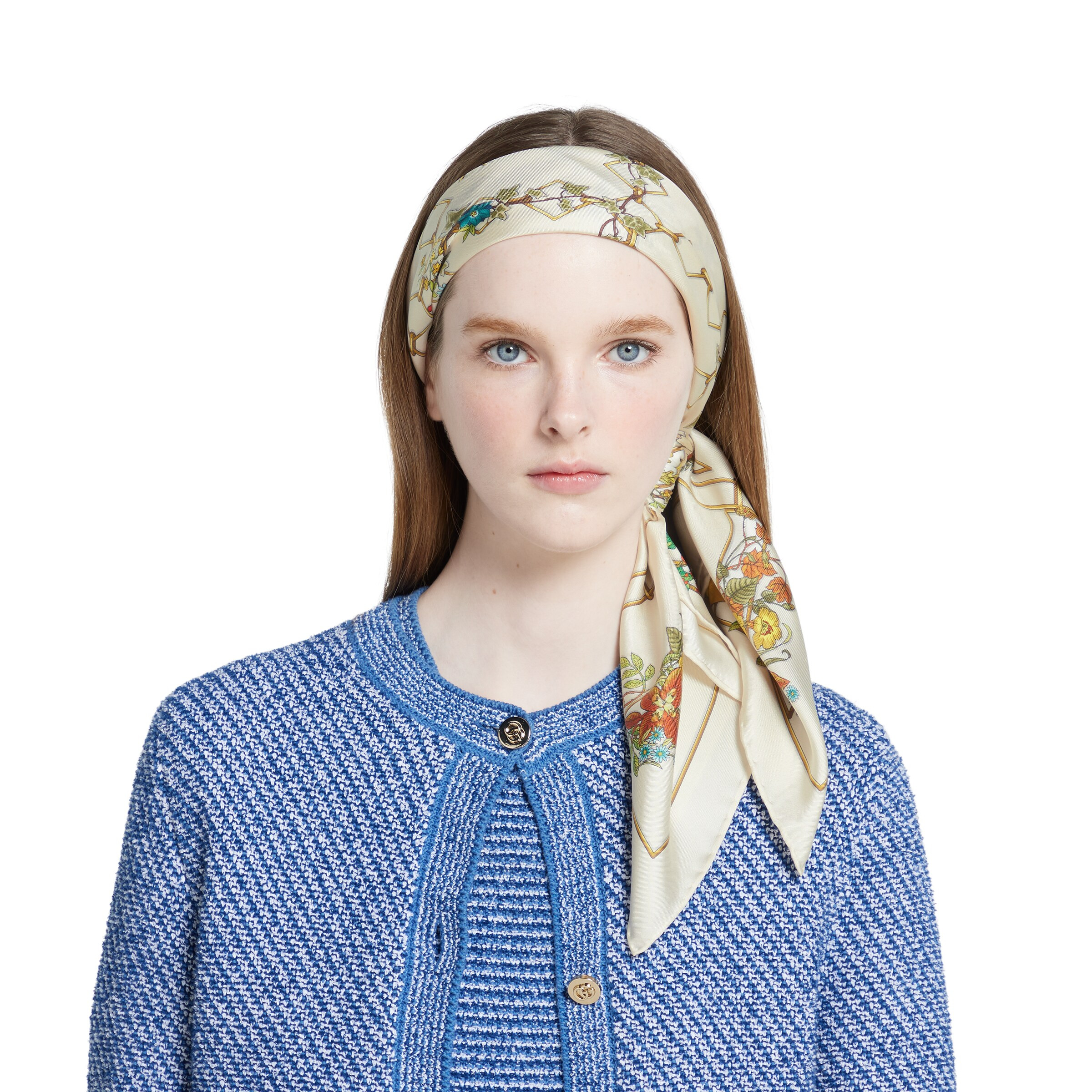 Animal and floral print silk carré - 6