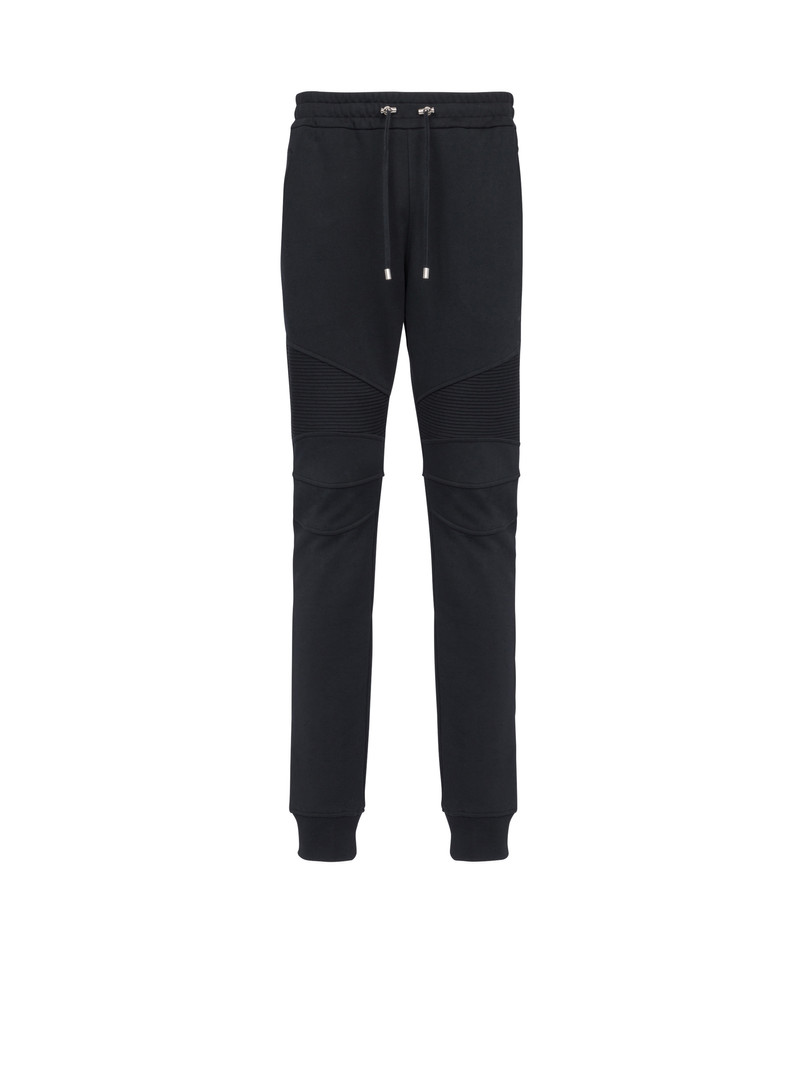 Cotton sweatpants with flocked Balmain Paris logo 1