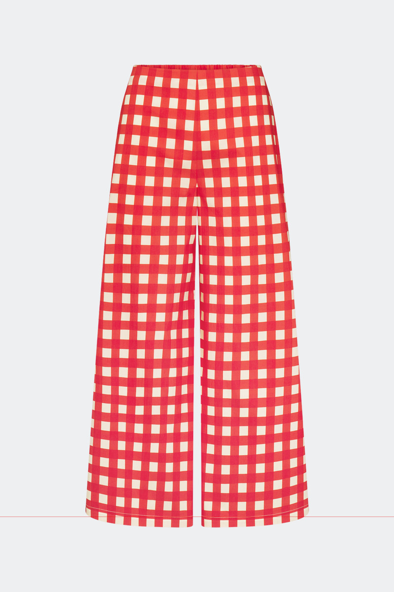 SIMONMILLER Toni Poplin Pant In Tomato/White Gingham outlook