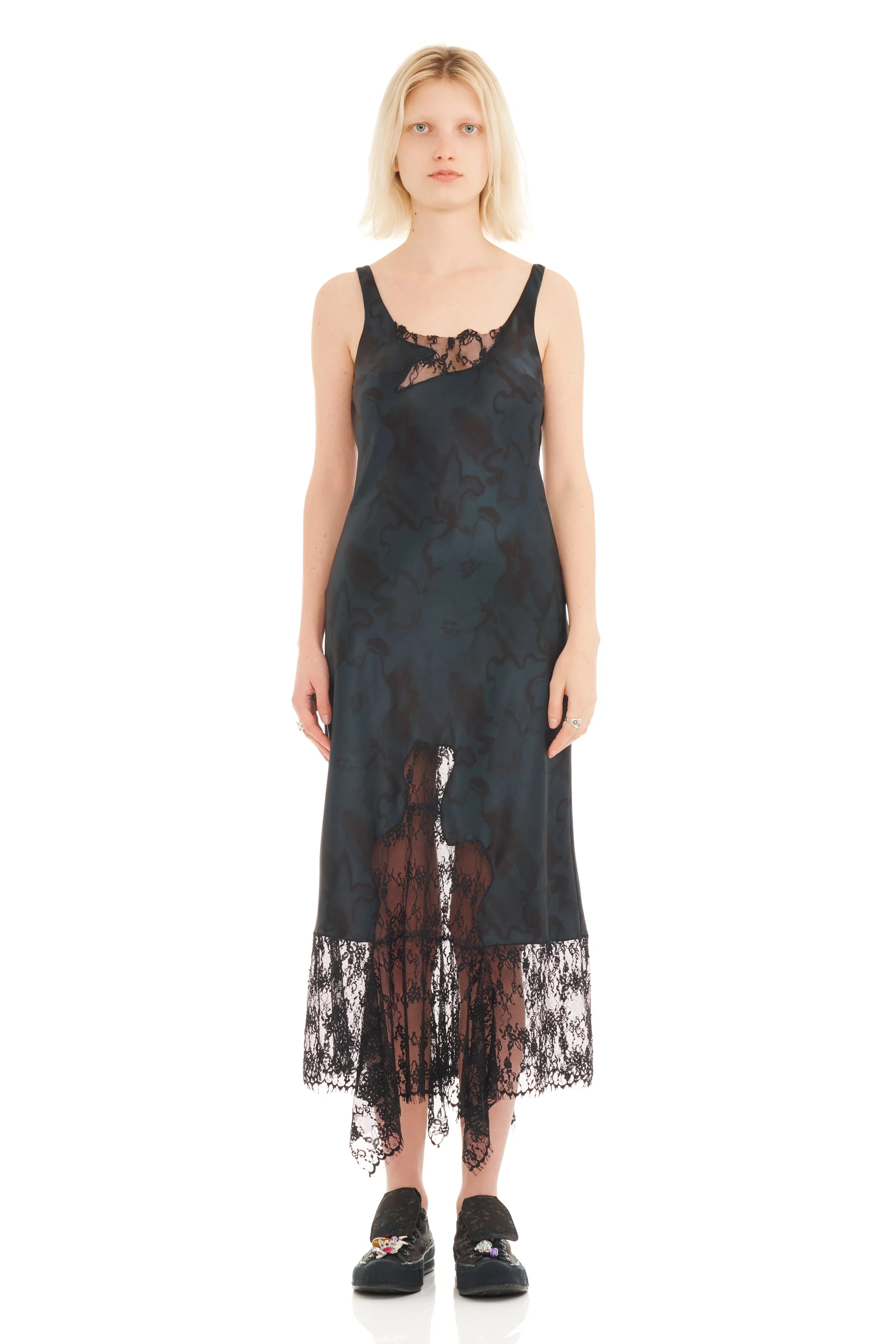BLACK WATERCOLOR FLORAL ANEMONE DRESS - 1