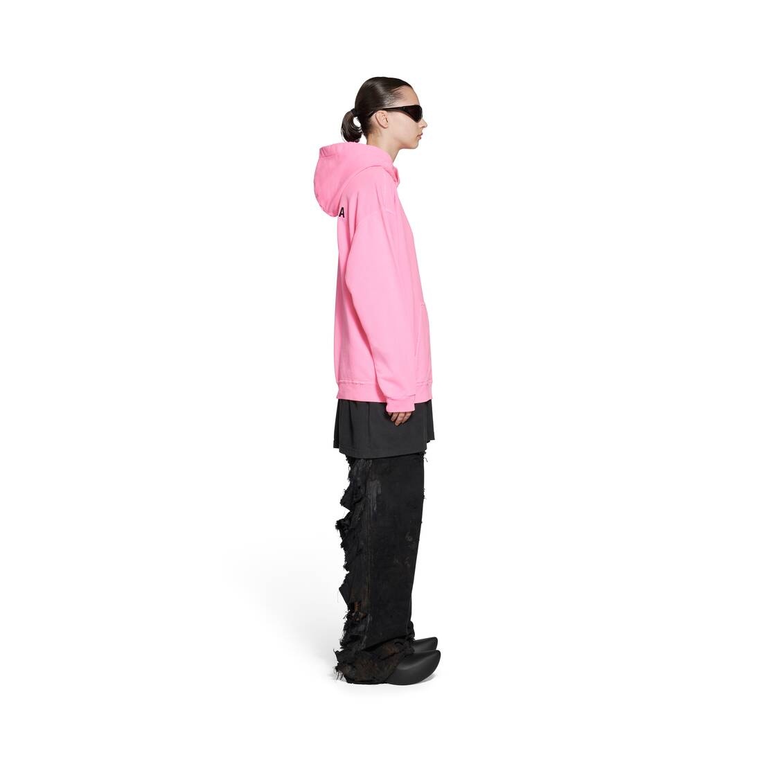 Women's Balenciaga Back Hoodie Medium Fit in Fluo Pink - 3