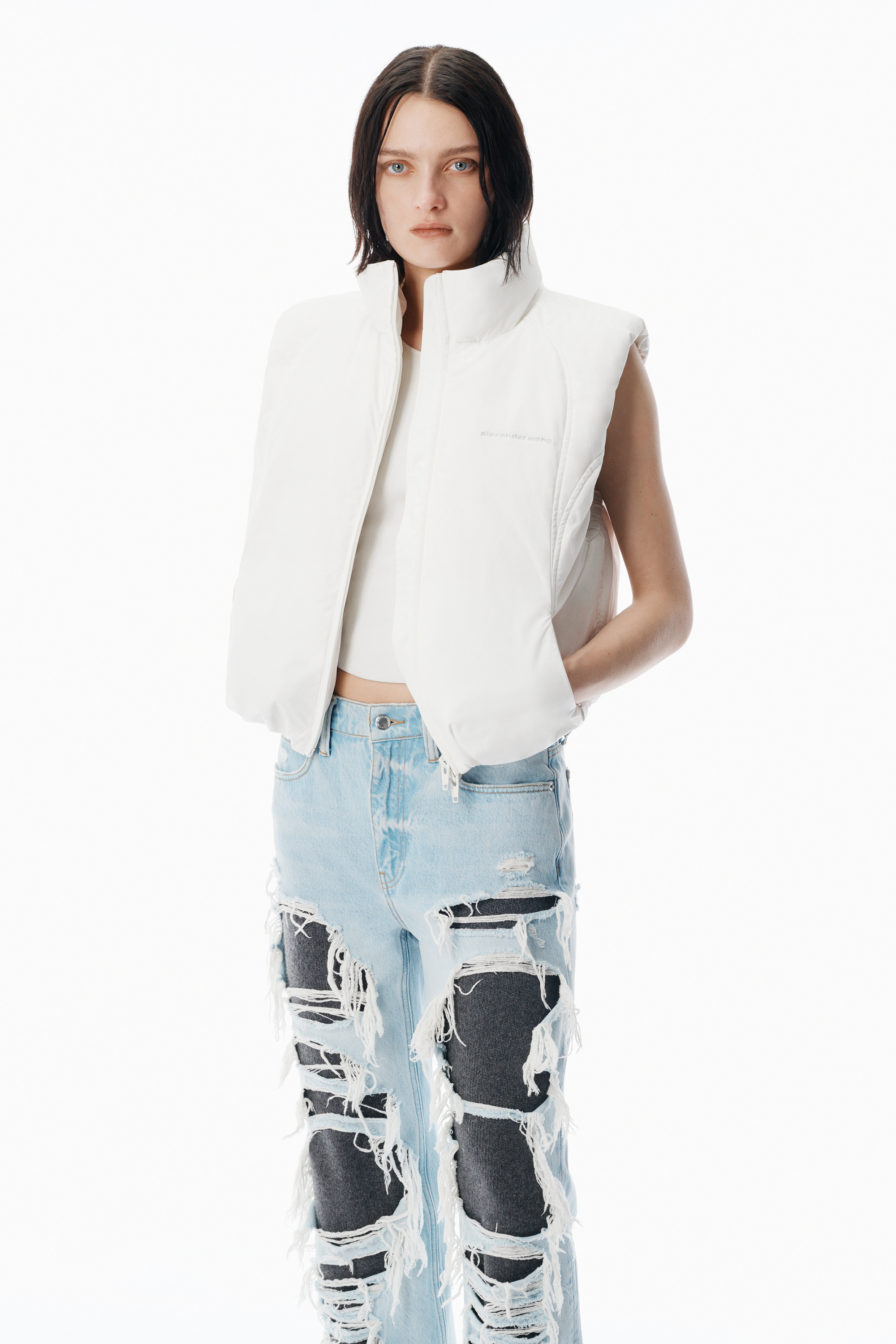 White Essential Puffer Vest - 3