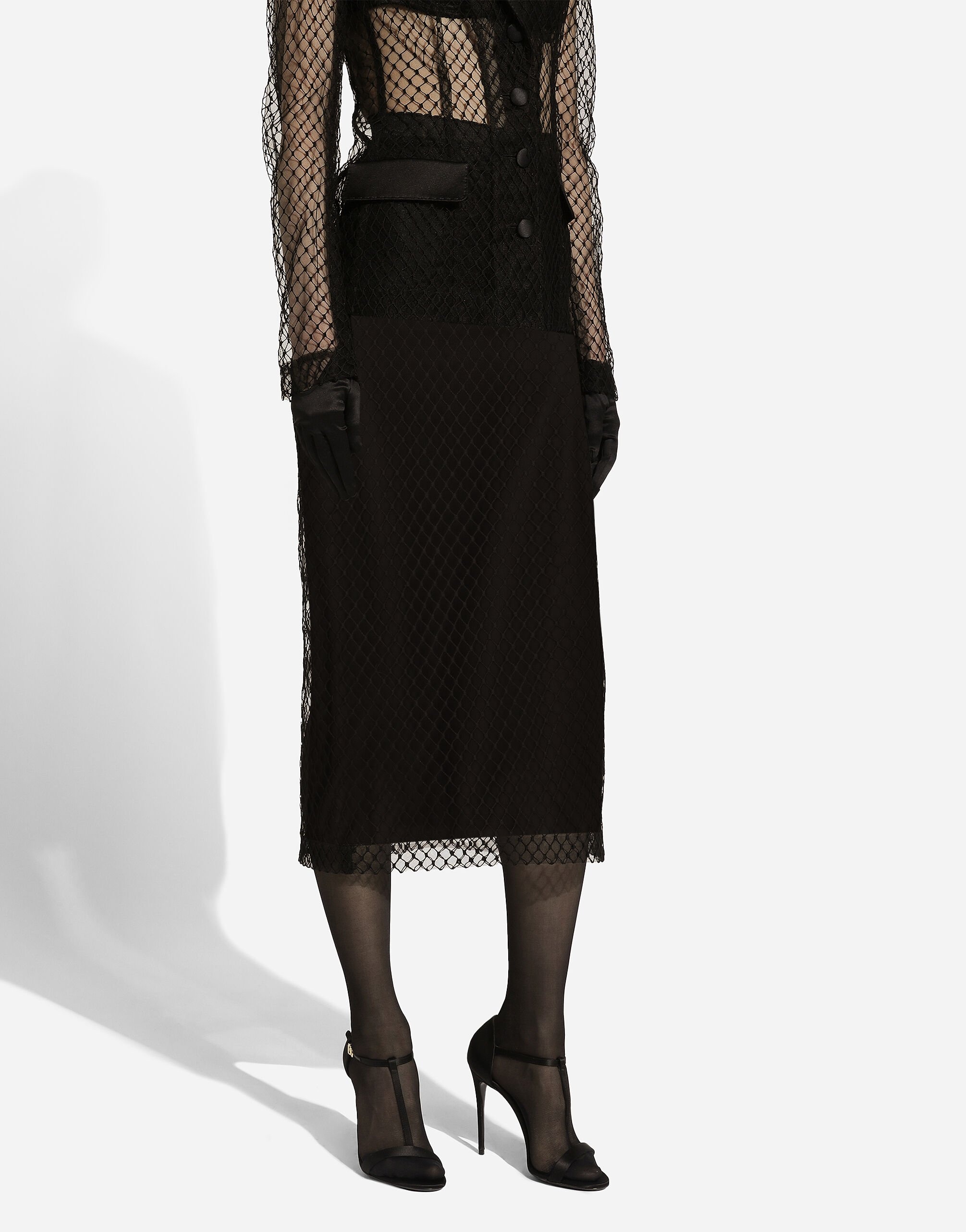 Mesh calf-length pencil skirt - 5