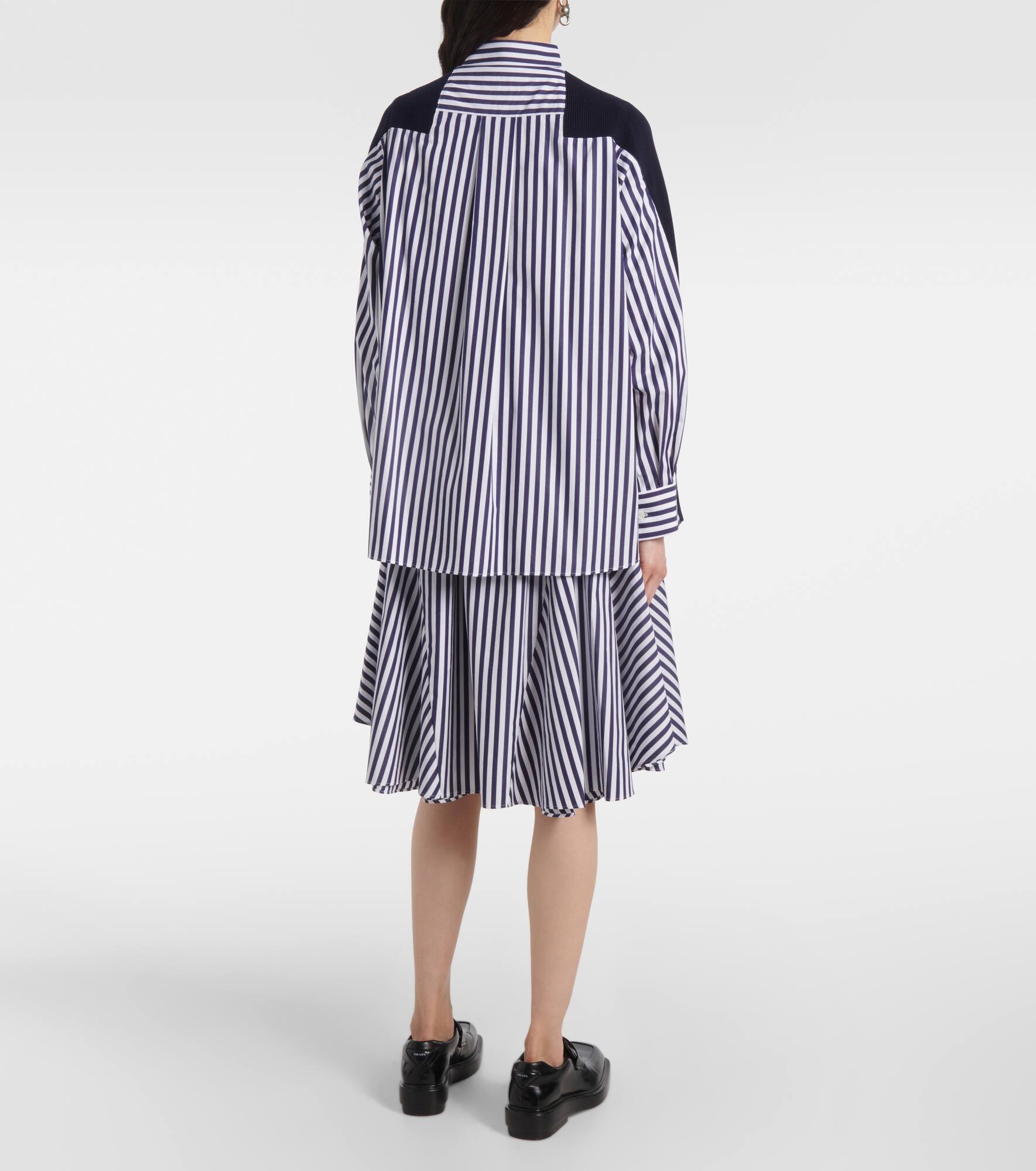 Striped poplin-trimmed cotton cardigan - 3